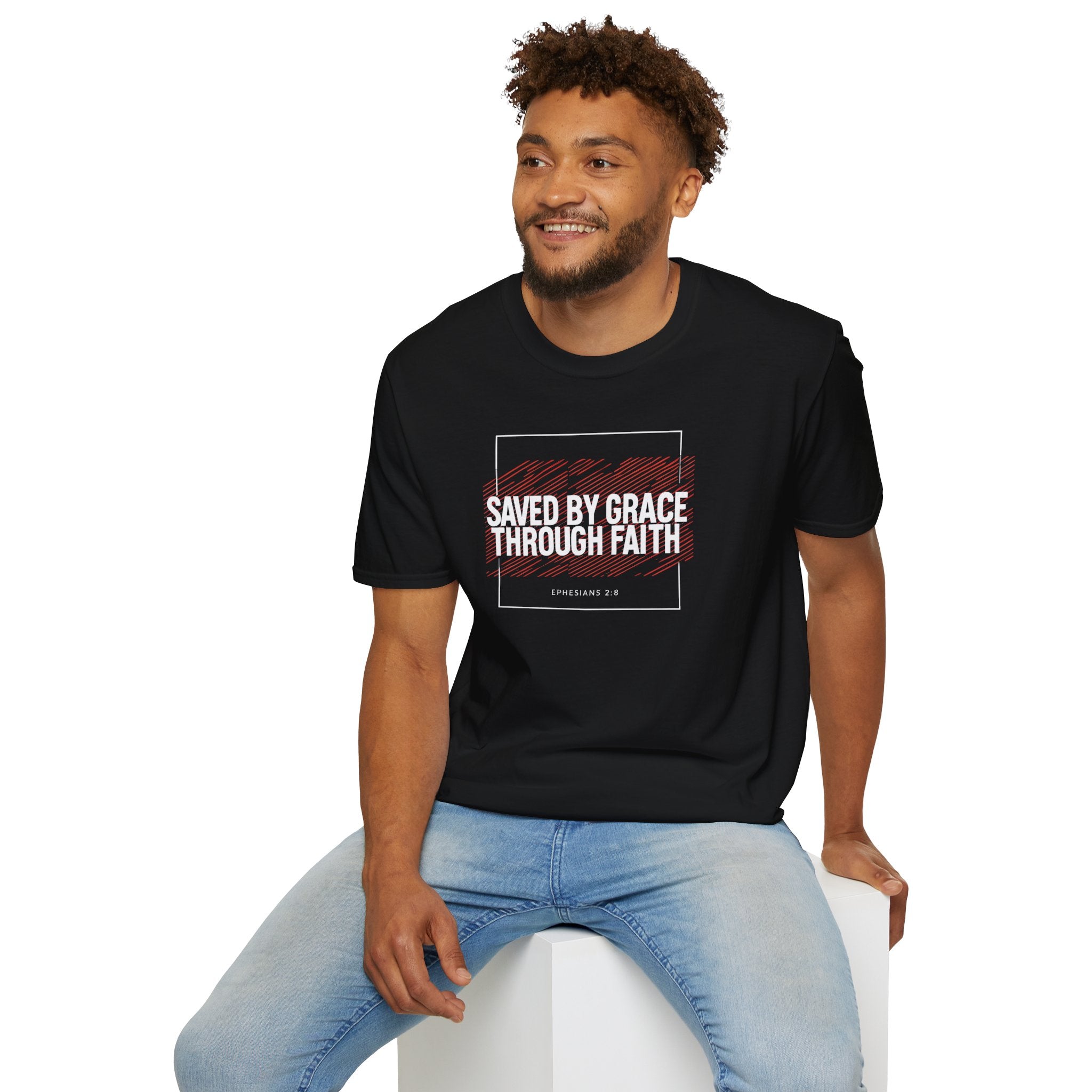 Saved by Grace Through Faith Gildan T-Shirt – Ephesians 2:8 Scripture Tee – Unisex Gilden Christian Shirt