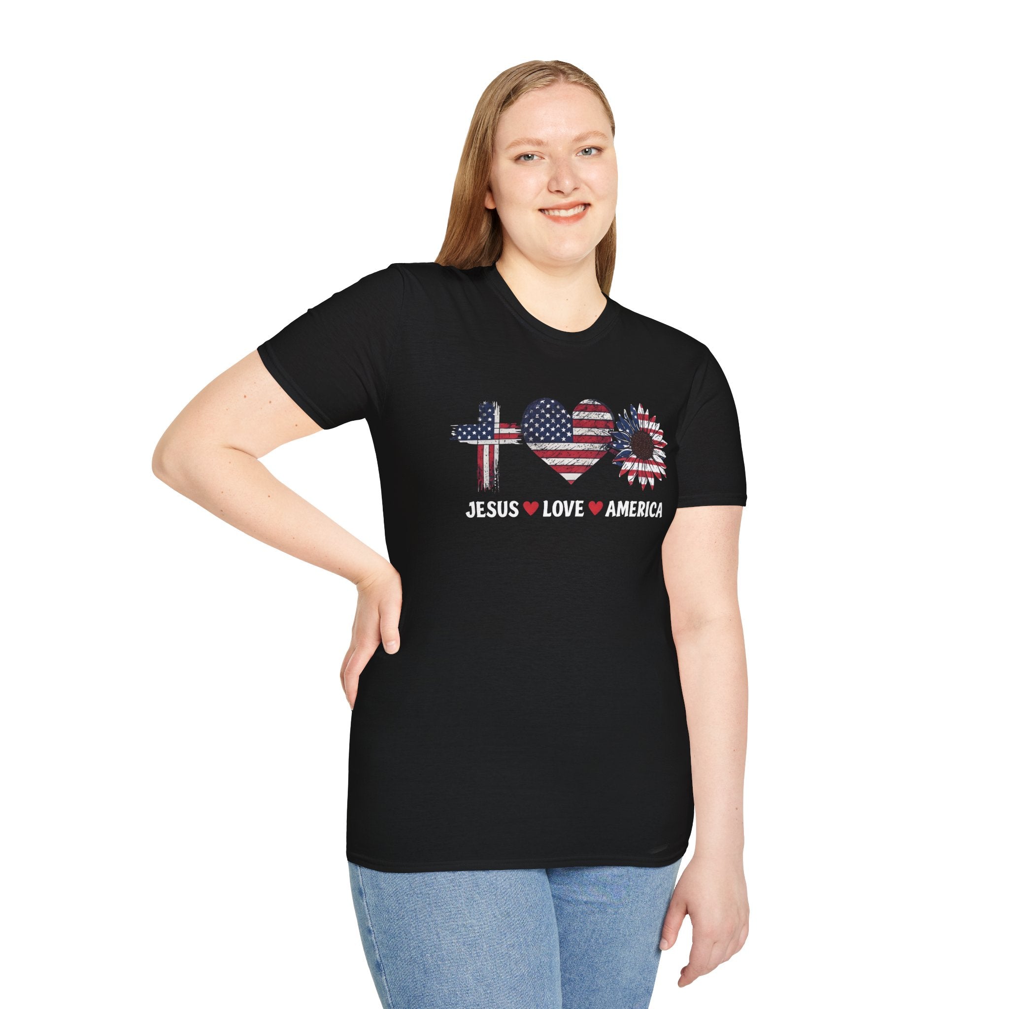 Jesus Love America Shirt | Patriotic Christian T-Shirt | Faith Based 4th of July Outfit
