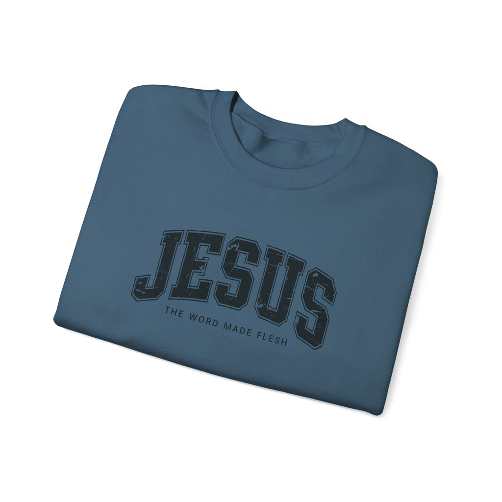 Jesus the Word Made Flesh Gildan Crewneck Sweatshirt | Christian Unisex Sweatshirt | Faith Apparel | Religious Gift