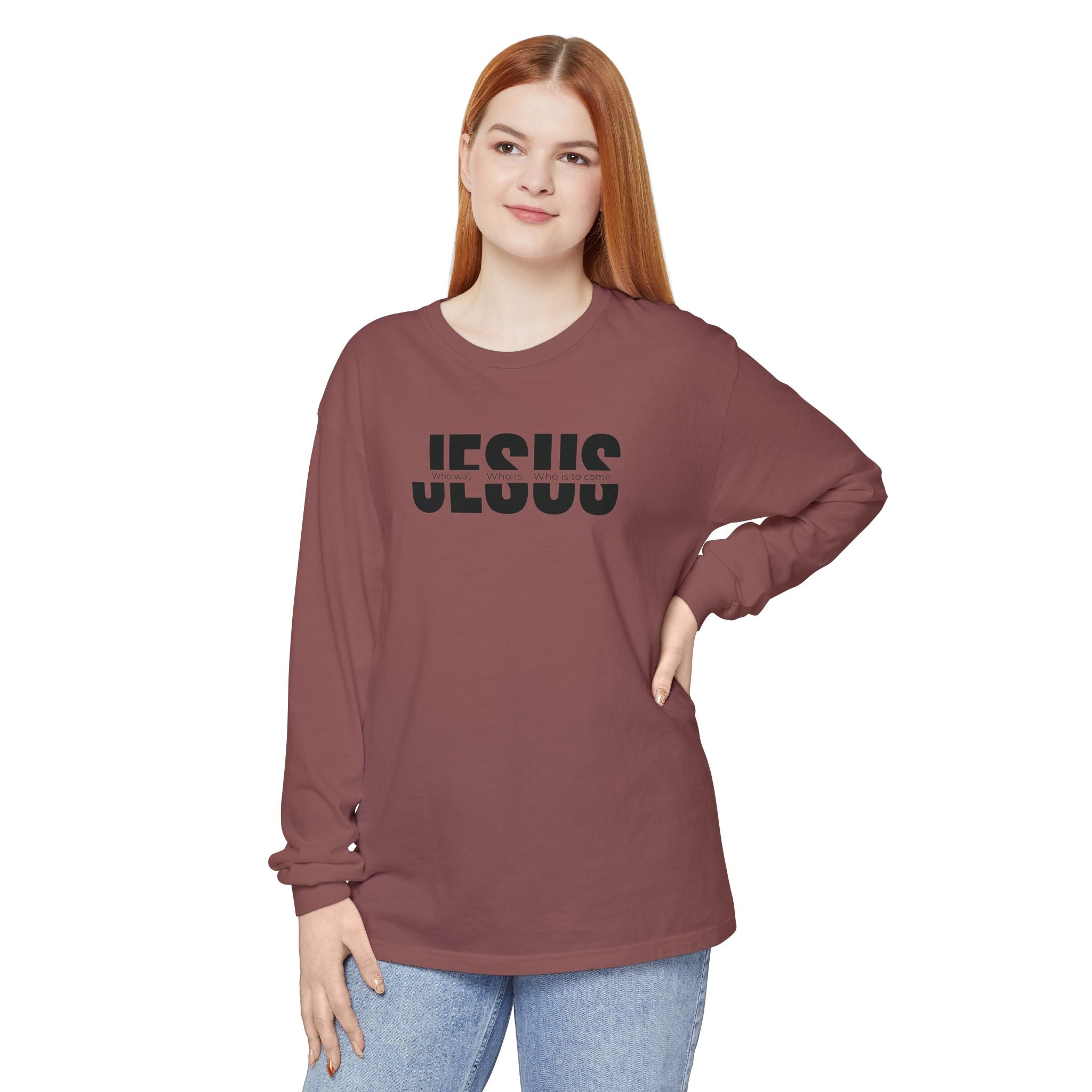 Jesus Comfort Colors Christian Long Sleeve Shirt | Faith Graphic Tee | Garment Dyed Cotton