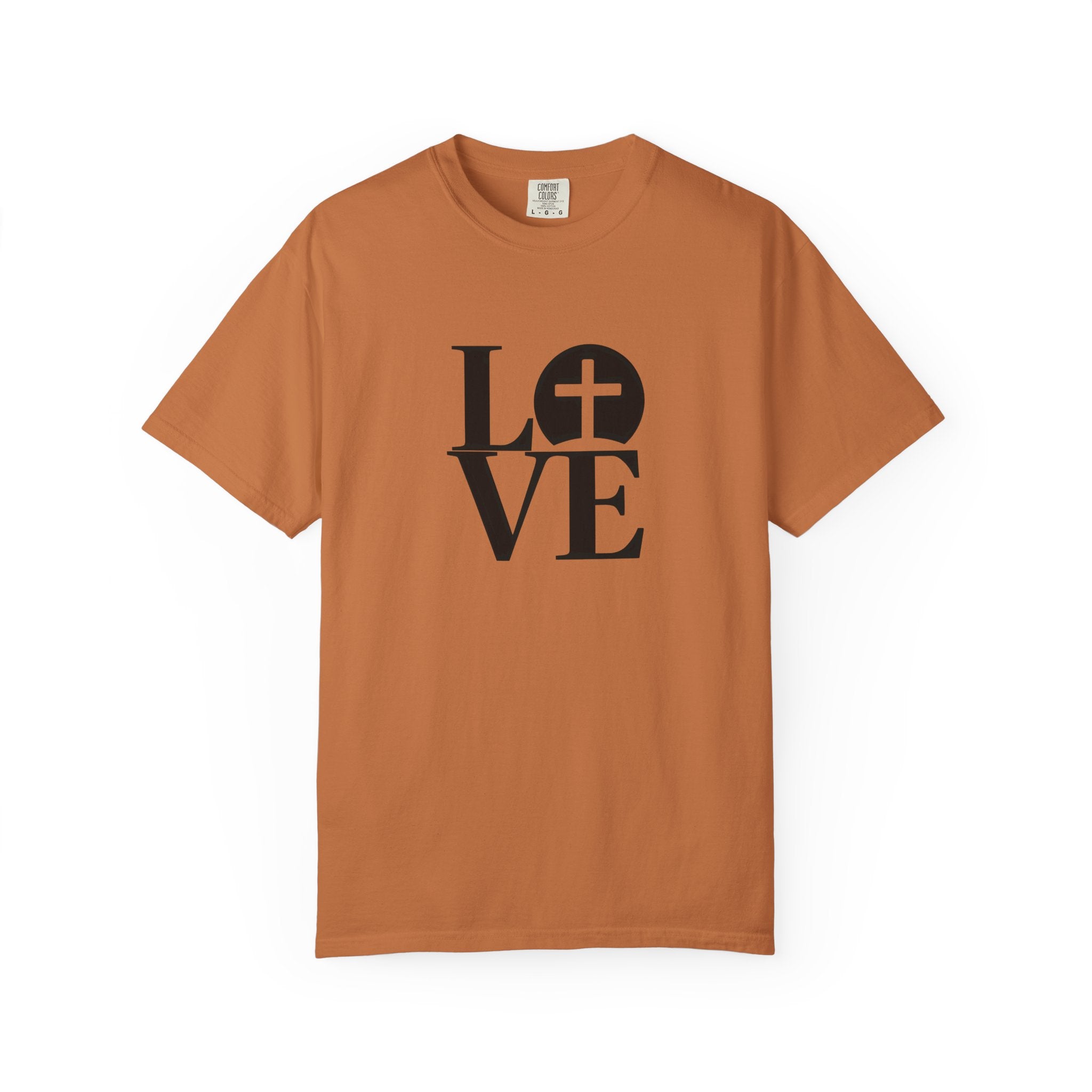 LOVE Cross Christian T-Shirt | Comfort Colors Faith-Based Unisex Tee (S–4XL) | Jesus is Love Shirt