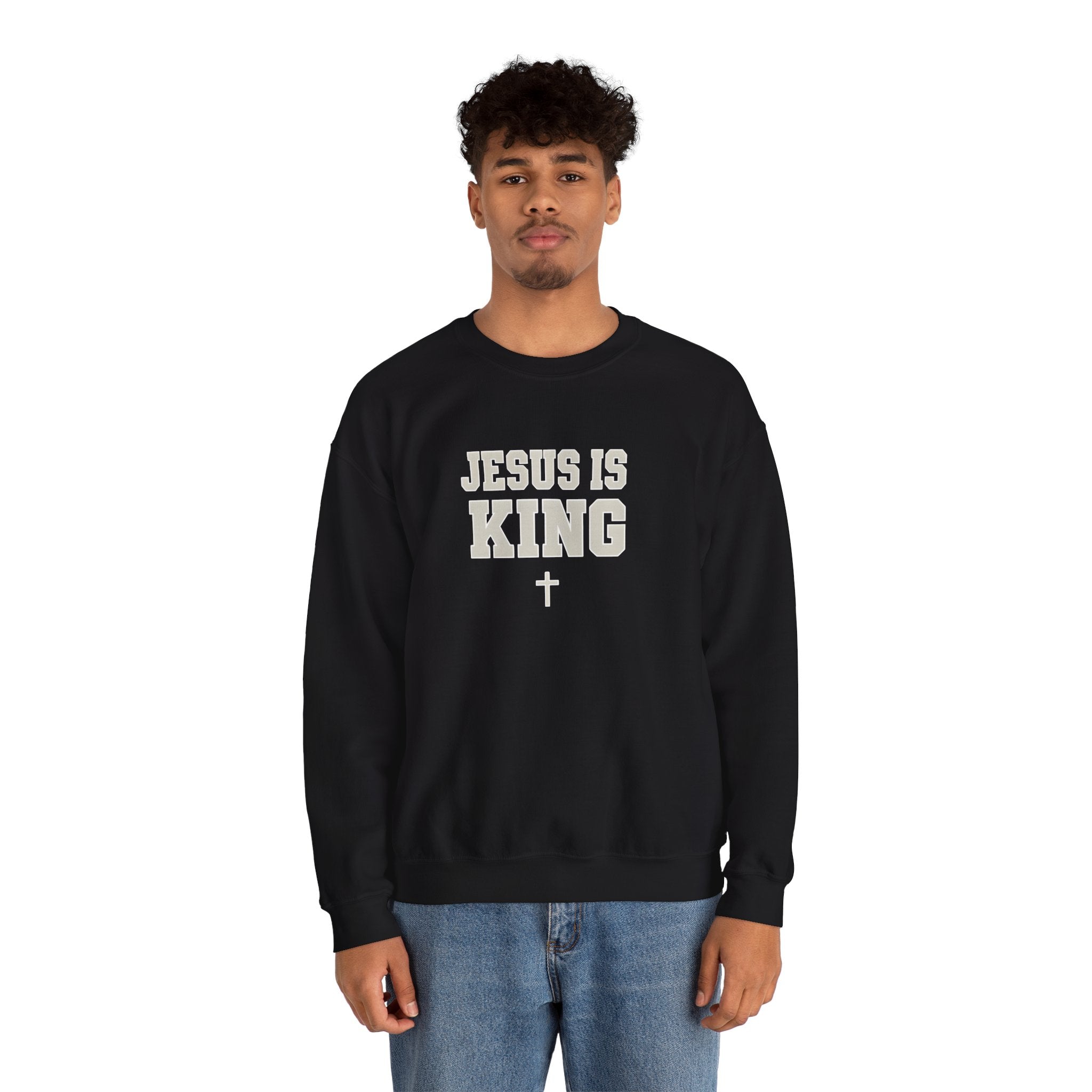 Jesus is King Gildan Unisex Crewneck Sweatshirt | Christian Apparel | Inspirational Gift | Cozy Everyday Wear