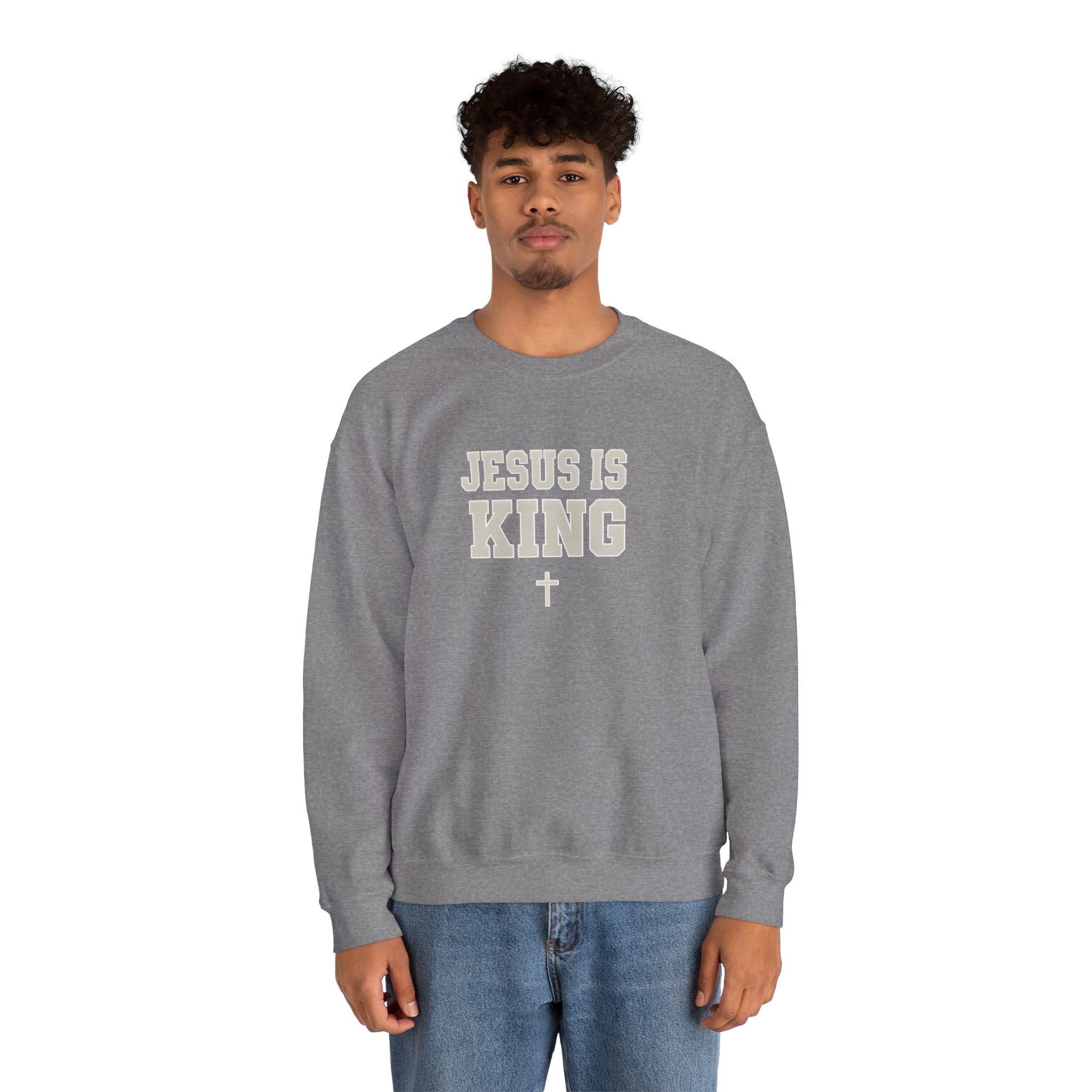 Jesus is King Gildan Unisex Crewneck Sweatshirt | Christian Apparel | Inspirational Gift | Cozy Everyday Wear