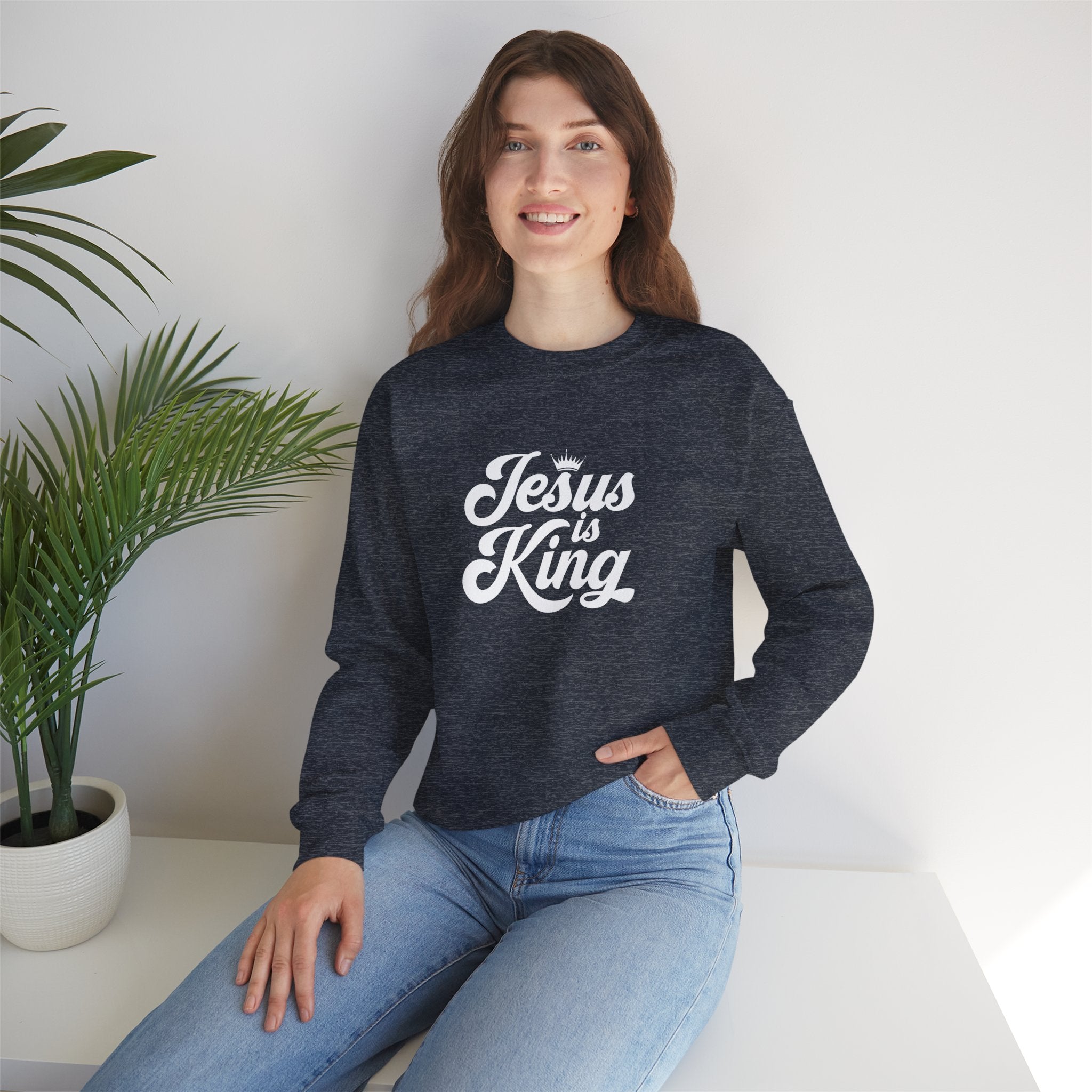 Jesus Is King Christian Gildan Unisex Crewneck Sweatshirt | Faith Apparel |  Religious Gift