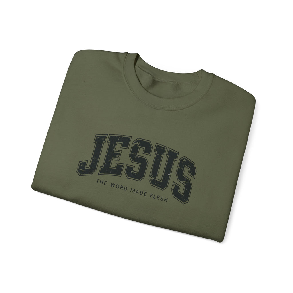 Jesus the Word Made Flesh Gildan Crewneck Sweatshirt | Christian Unisex Sweatshirt | Faith Apparel | Religious Gift