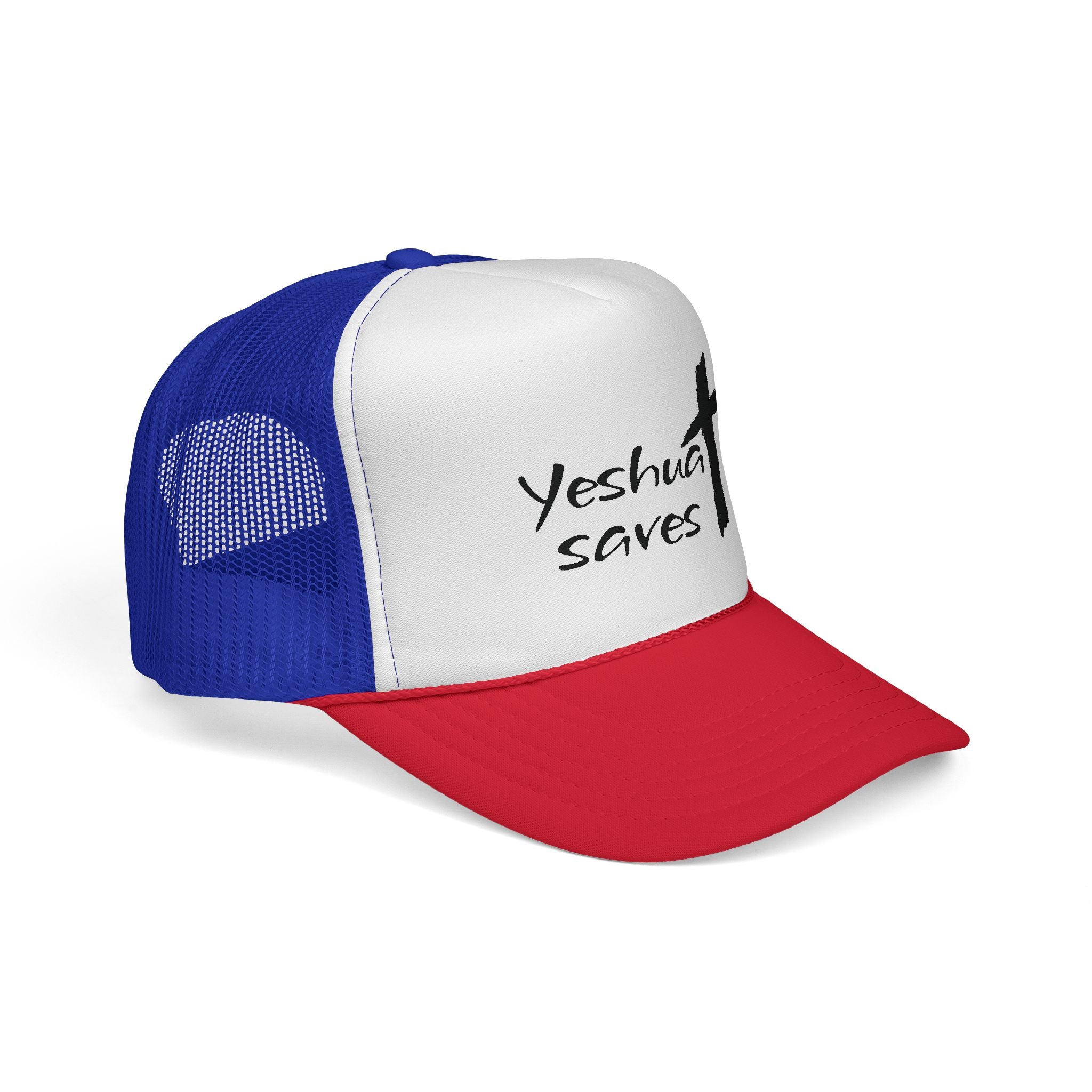 Yeshua Saves Trucker Hat | Christian Faith Snapback Cap | Jesus Saves Mesh Hat | Christian Streetwear Hat
