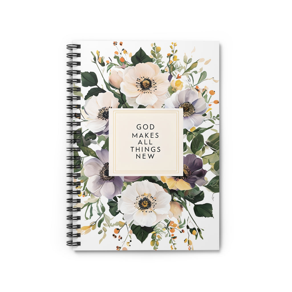 God makes all things new Christian Spiral Notebook | Christian Gift Notebook | 6x8