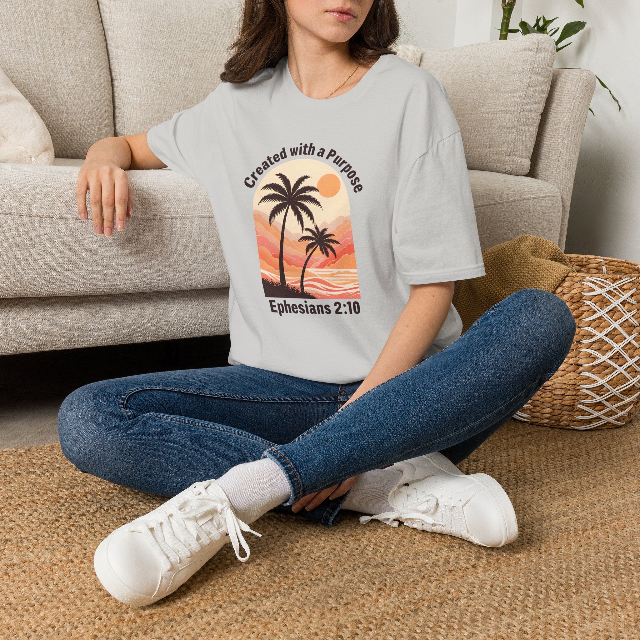Created With A Purpose Ephesians 2:10 | Gilden Unisex T-shirt | Faith-Based Summer Tee