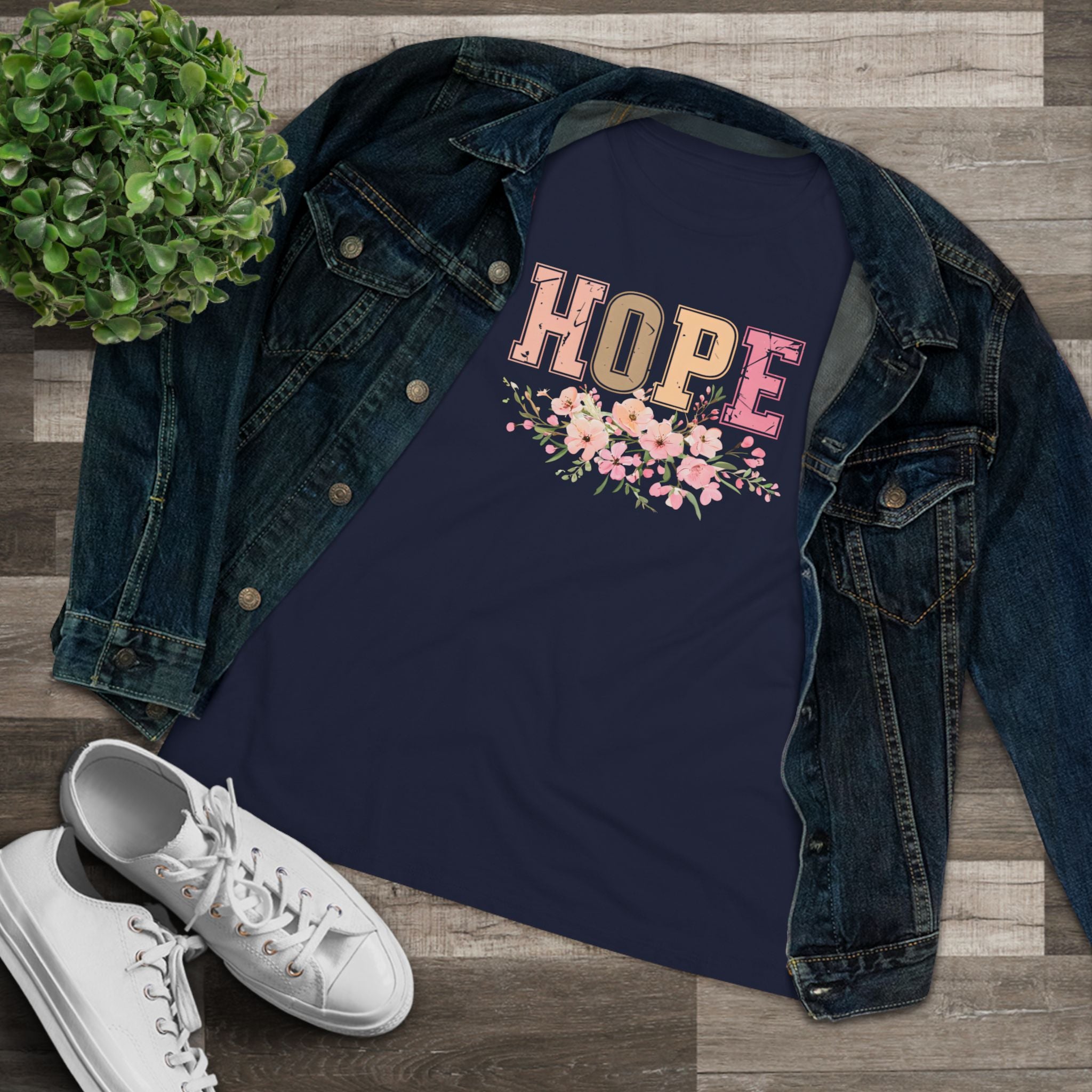 Hope Bella + Canvas Christian T-Shirt with Floral Design – Faith-Based Shirt for Women, Bible Verse Inspired Gift Idea
