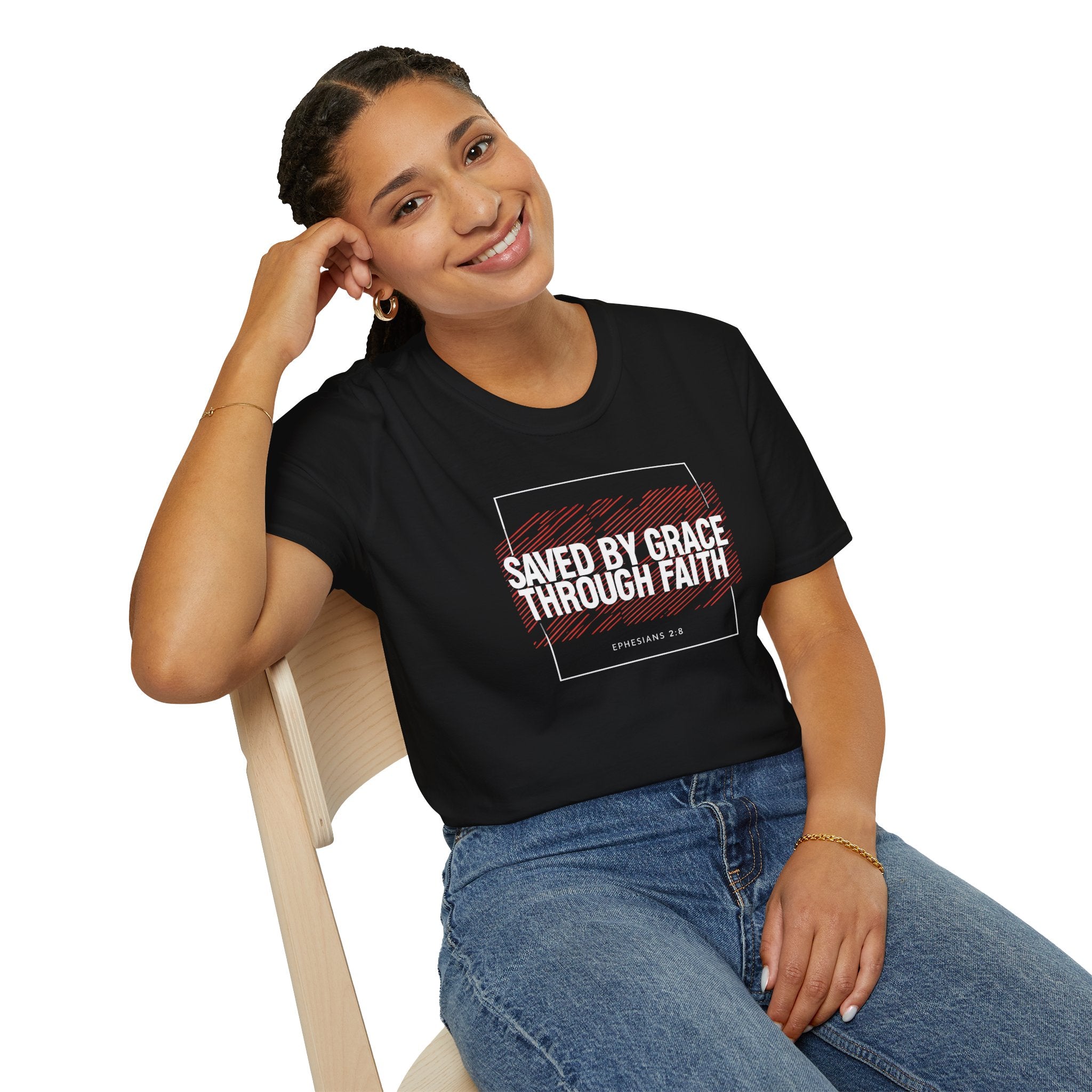 Saved by Grace Through Faith Gildan T-Shirt – Ephesians 2:8 Scripture Tee – Unisex Gilden Christian Shirt