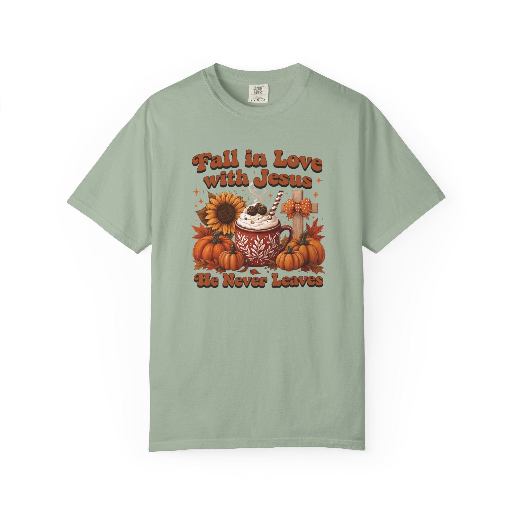 Fall in Love with Jesus Unisex Garment Dyed Comfort Colors T-Shirt | Christian Fall T-Shirt | Faith Based Thanksgiving Tee | Unisex Religious Cotton Top