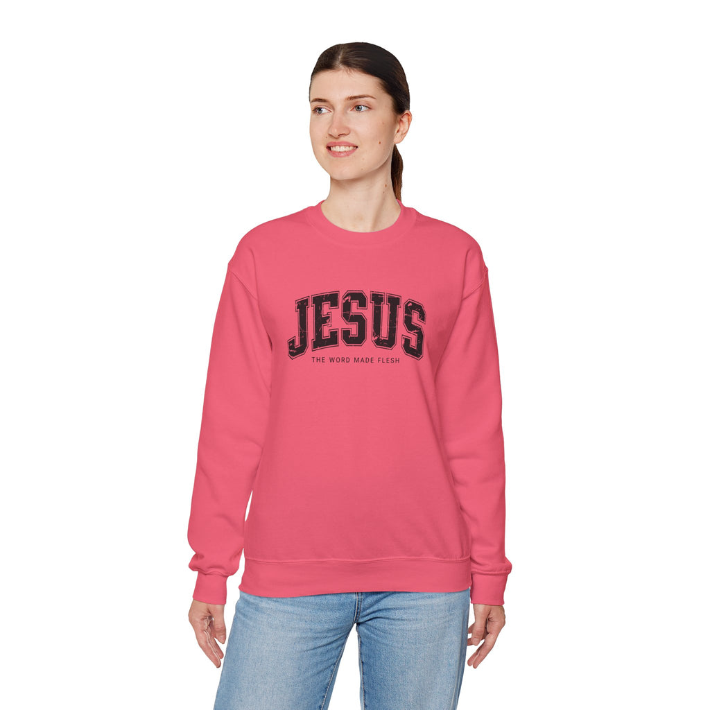 Jesus the Word Made Flesh Gildan Crewneck Sweatshirt | Christian Unisex Sweatshirt | Faith Apparel | Religious Gift