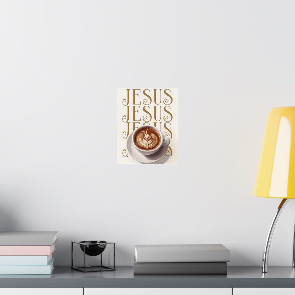 Jesus + Coffee Christian Wall Art Poster | Jesus Coffee Print | Faith Kitchen Decor Matte Poster