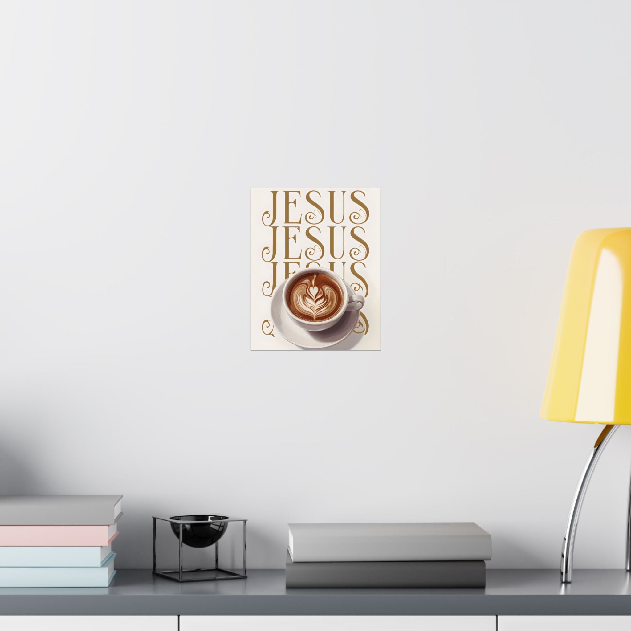 Jesus + Coffee Christian Wall Art Poster | Jesus Coffee Print | Faith Kitchen Decor Matte Poster