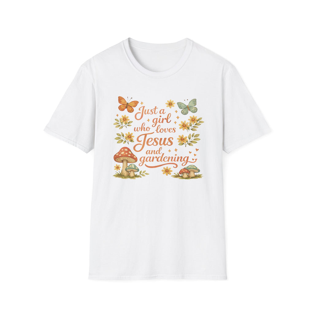 Just A Girl Who Loves Jesus and Gardening Gildan Unisex Tshirt | Christian Gardening T-Shirt | Faith Shirt | Cotton Tee