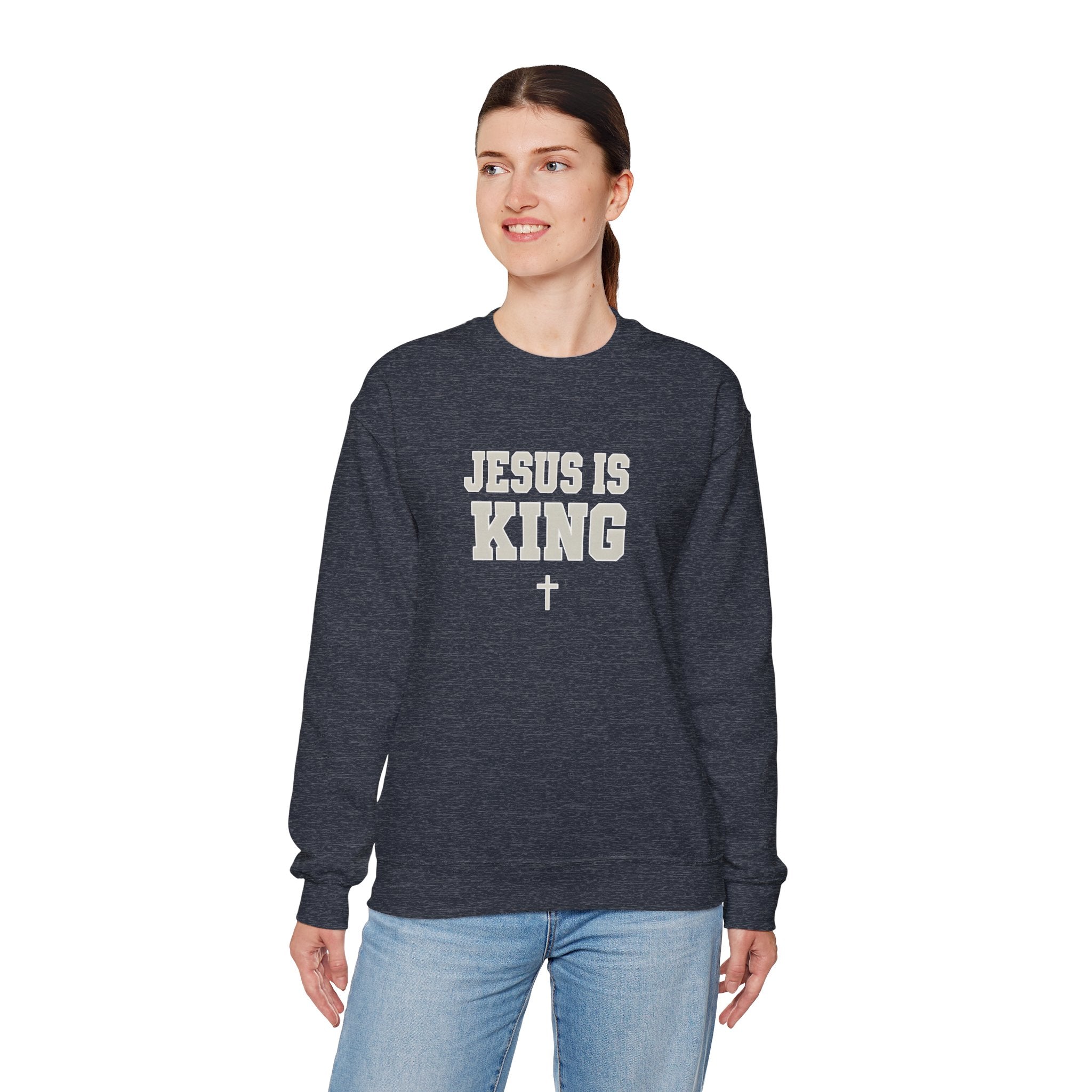 Jesus is King Gildan Unisex Crewneck Sweatshirt | Christian Apparel | Inspirational Gift | Cozy Everyday Wear