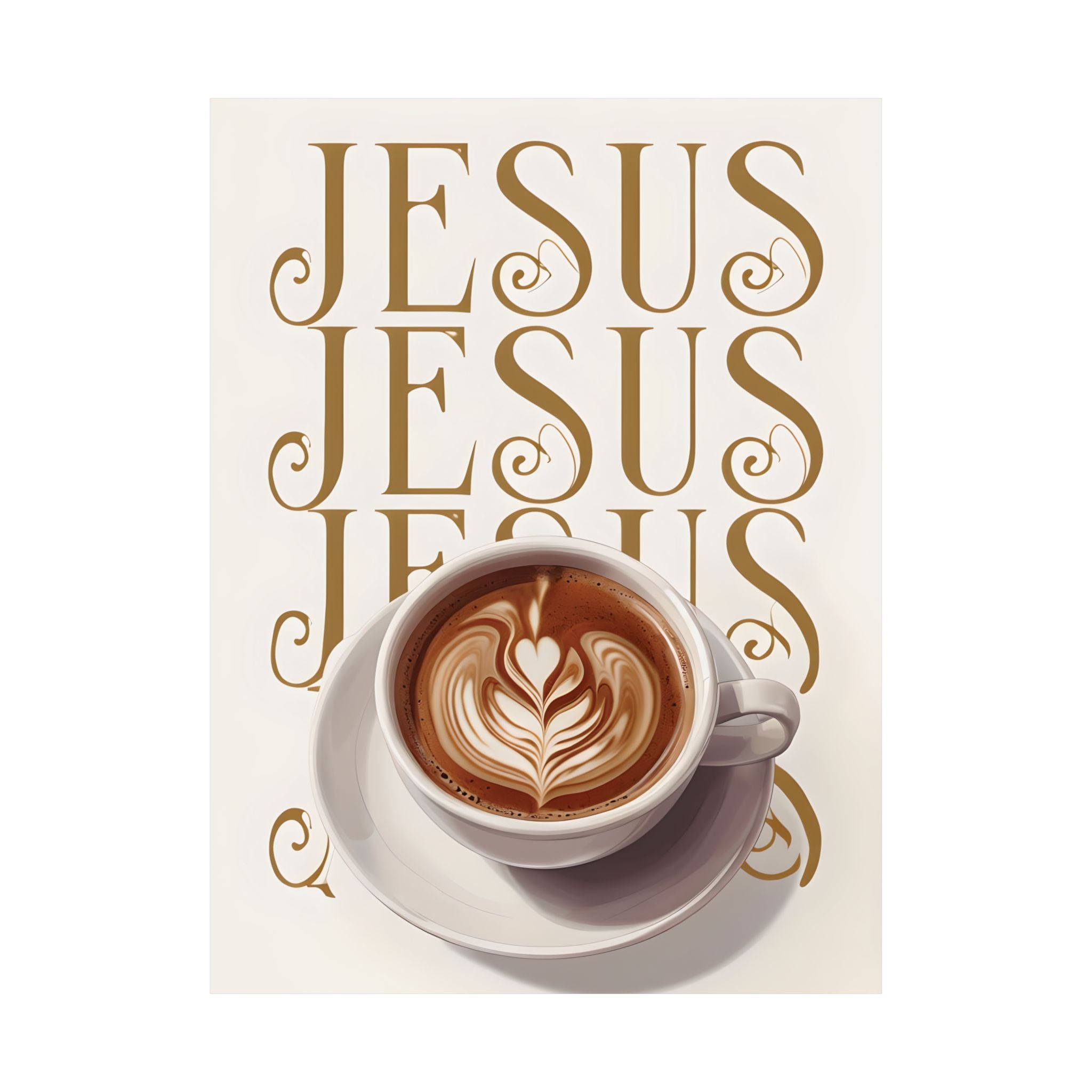 Jesus + Coffee Christian Wall Art Poster | Jesus Coffee Print | Faith Kitchen Decor Matte Poster