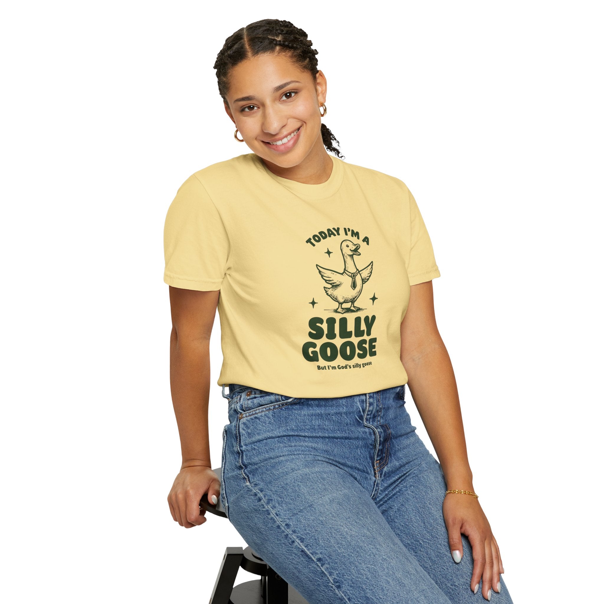 God’s Silly Goose with tie Christian T-Shirt | Graphic Tee | Unisex Garment Dyed Cotton Top S-4XL
