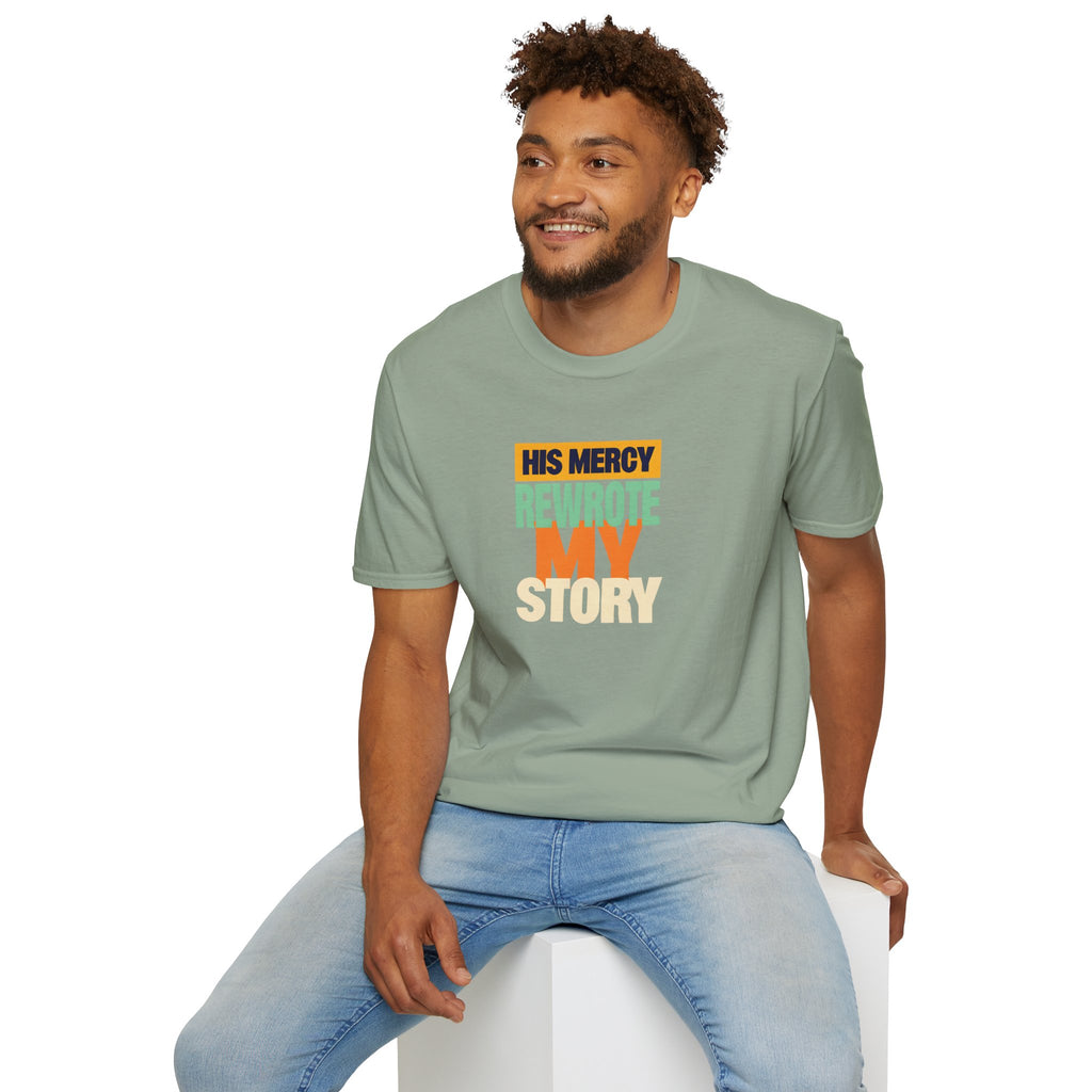 His Mercy Rewrote My Story Christian Gildan T-Shirt Unisex Softstyle Religious Tee Gift