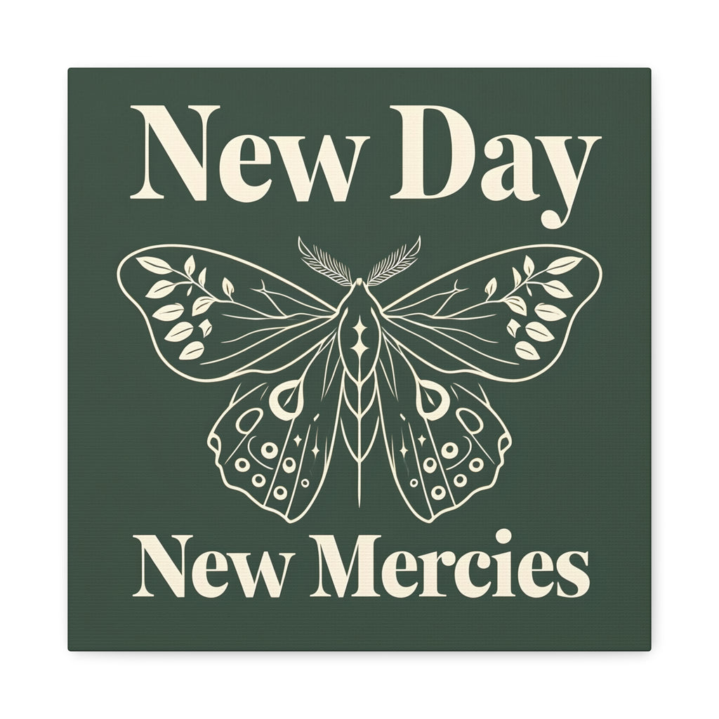 New Day New Mercies Christian Matte Canvas Wall Art | Faith Home Decor | Christian Housewarming Gift