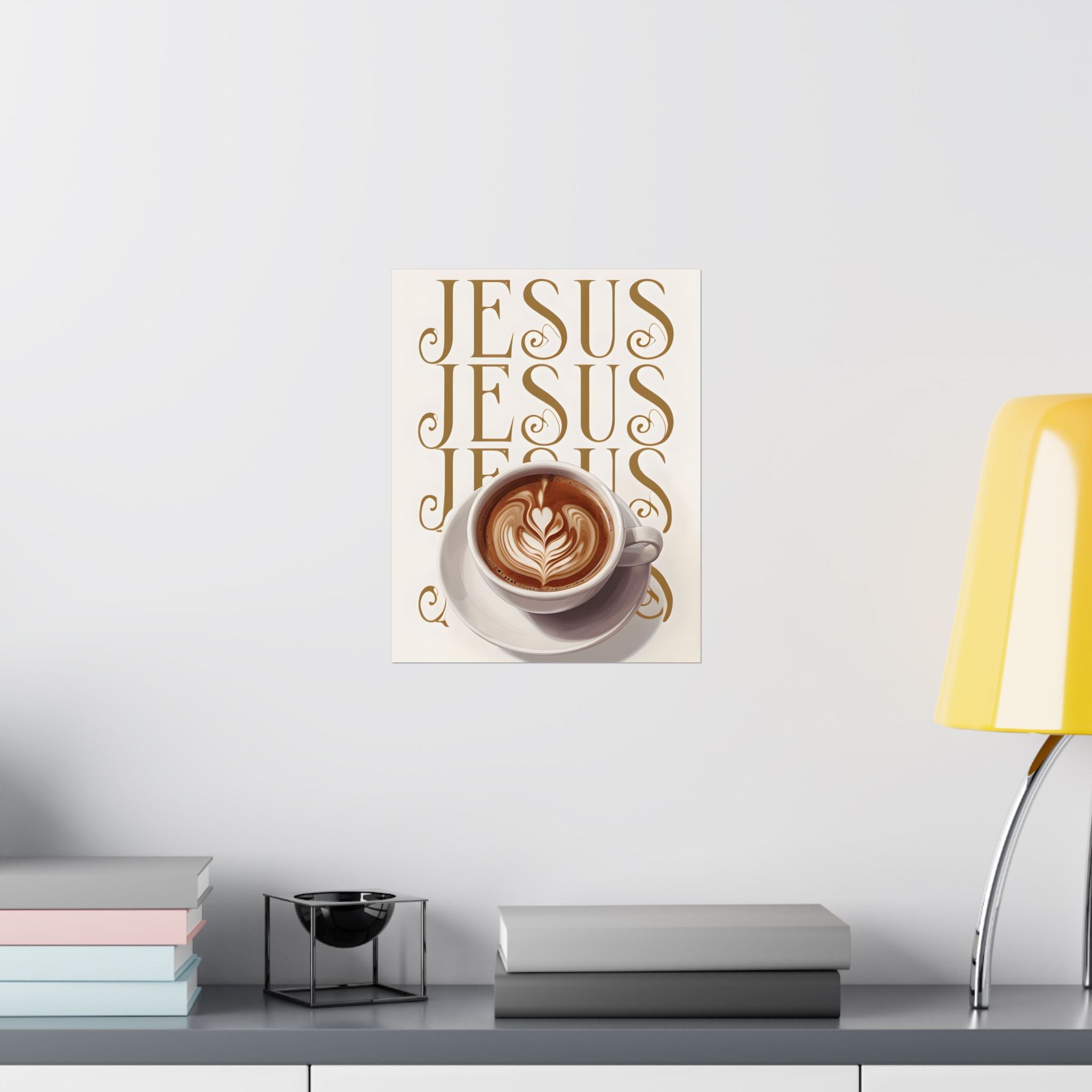 Jesus + Coffee Christian Wall Art Poster | Jesus Coffee Print | Faith Kitchen Decor Matte Poster
