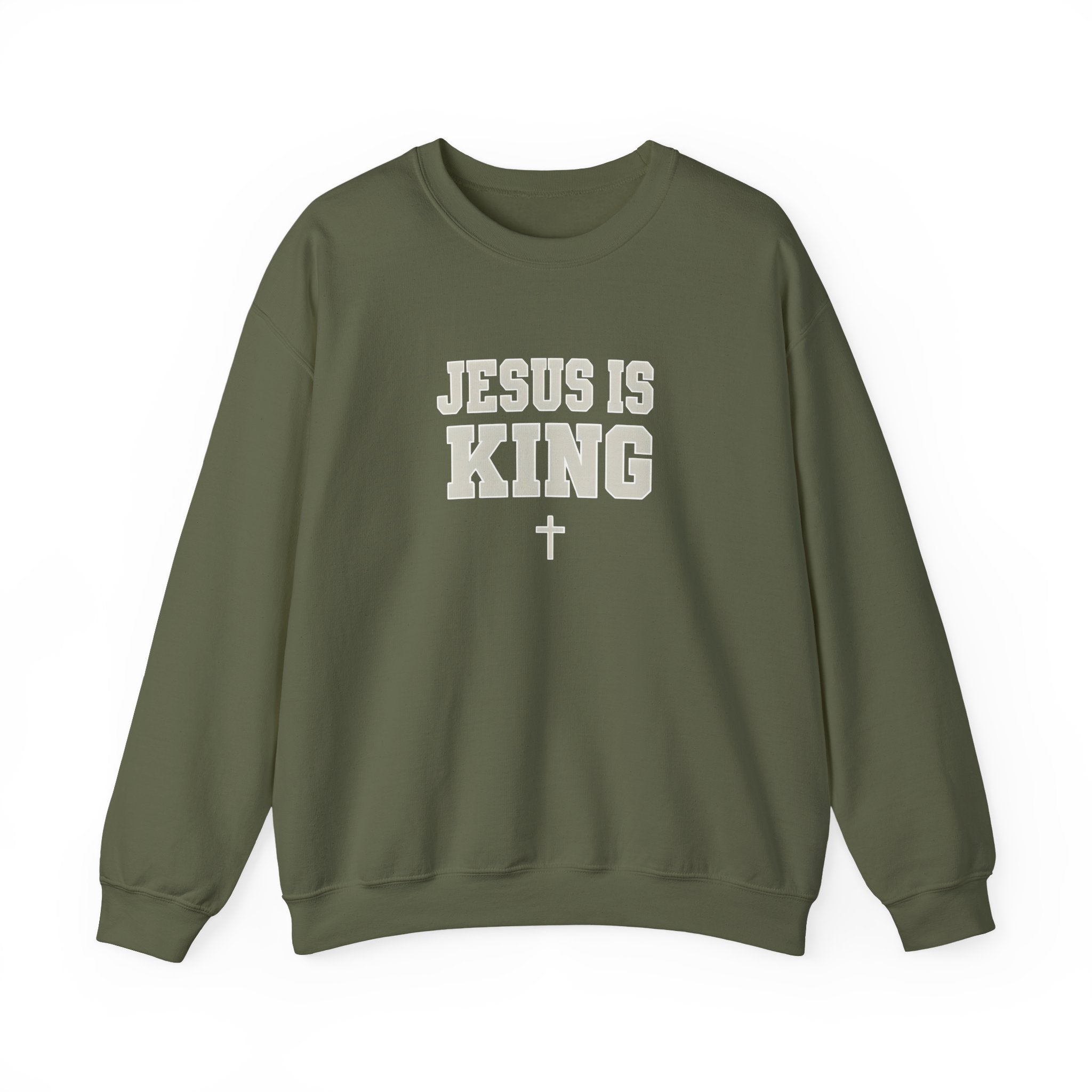 Jesus is King Gildan Unisex Crewneck Sweatshirt | Christian Apparel | Inspirational Gift | Cozy Everyday Wear