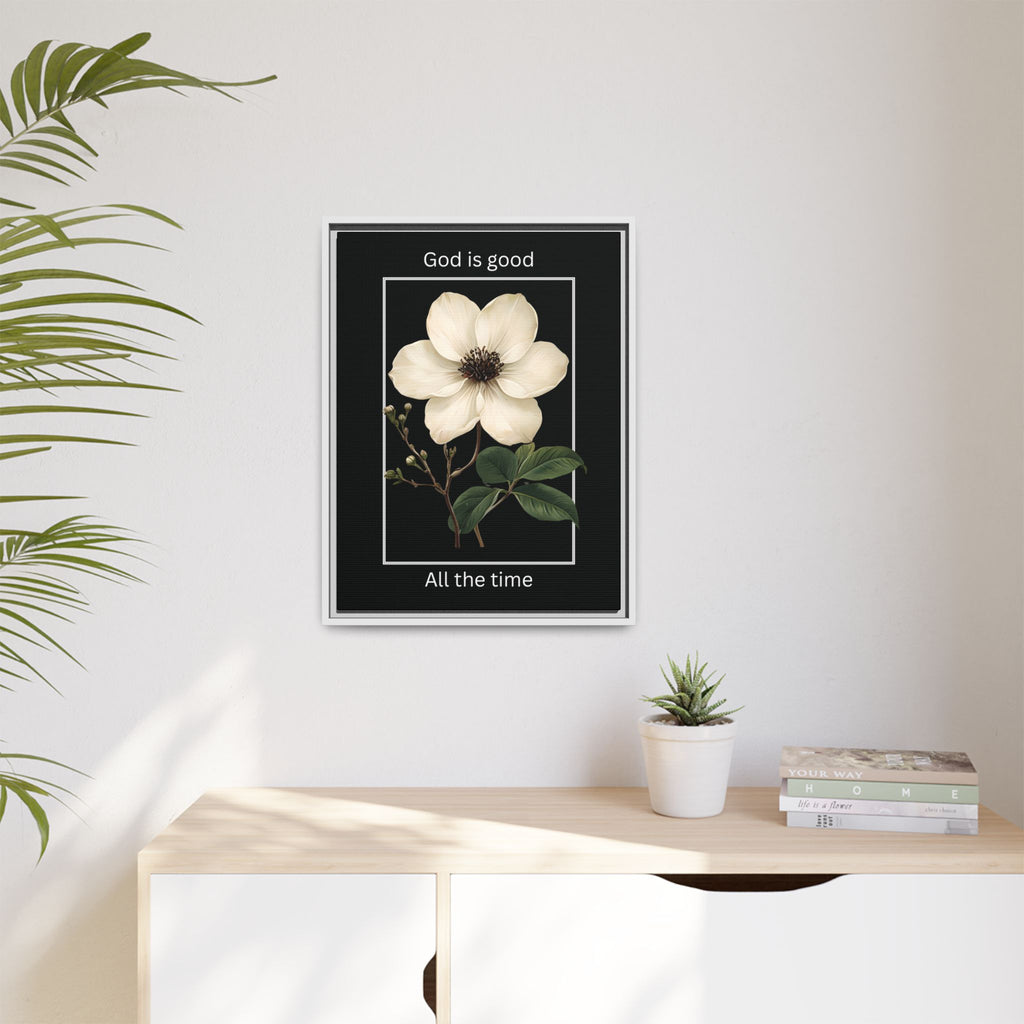 God is Good All The Time Christian Framed Matte Canvas Wall Art | Faith Inspirational Home Decor