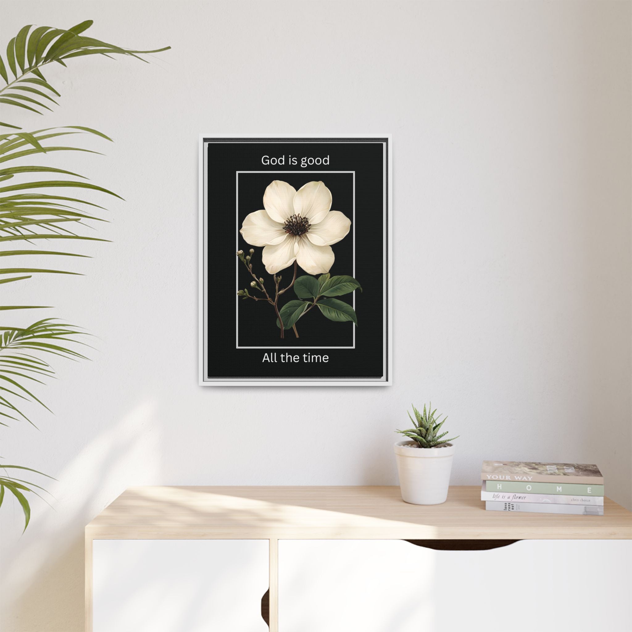 God is Good All The Time Christian Framed Matte Canvas Wall Art | Faith Inspirational Home Decor