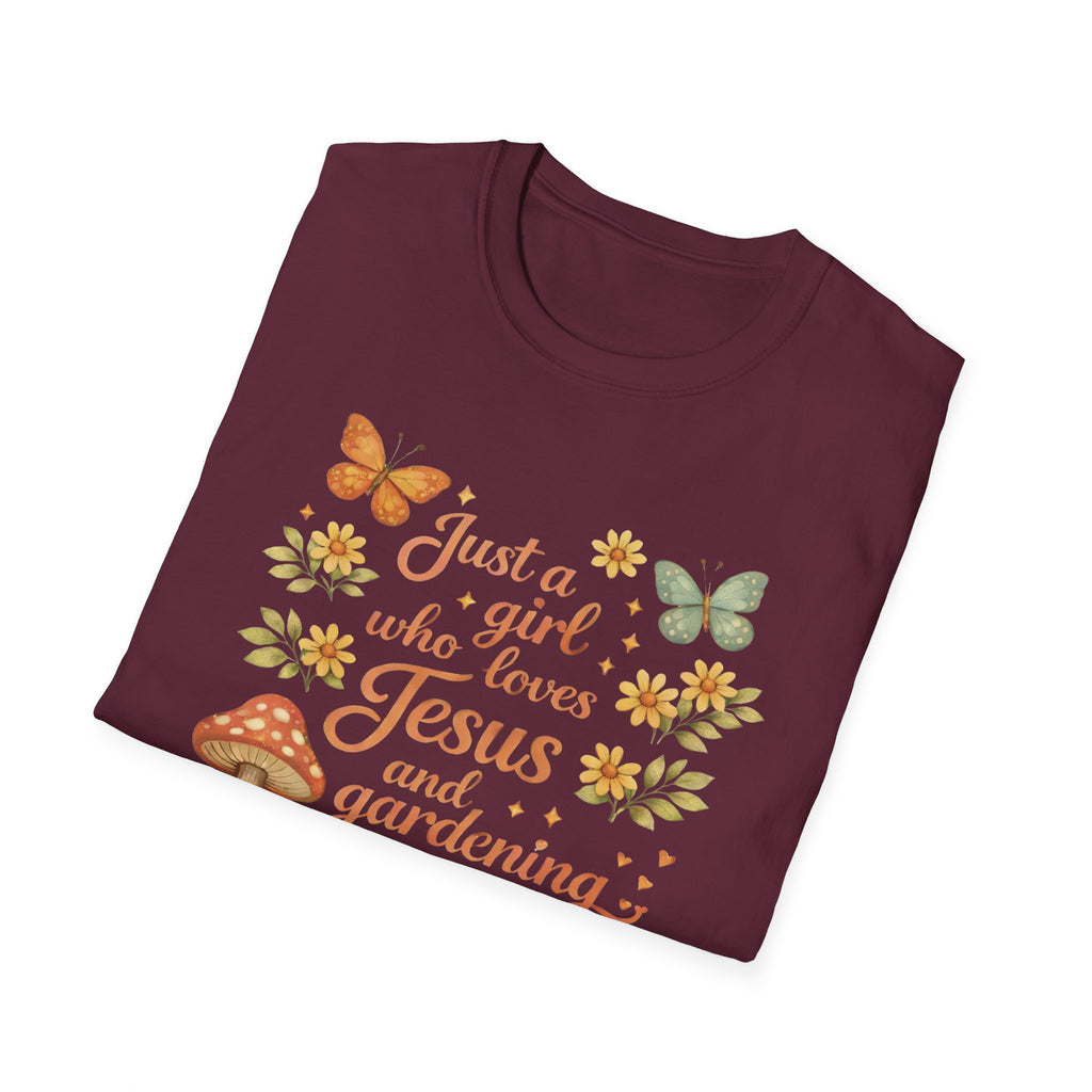 Just A Girl Who Loves Jesus and Gardening Gildan Unisex Tshirt | Christian Gardening T-Shirt | Faith Shirt | Cotton Tee