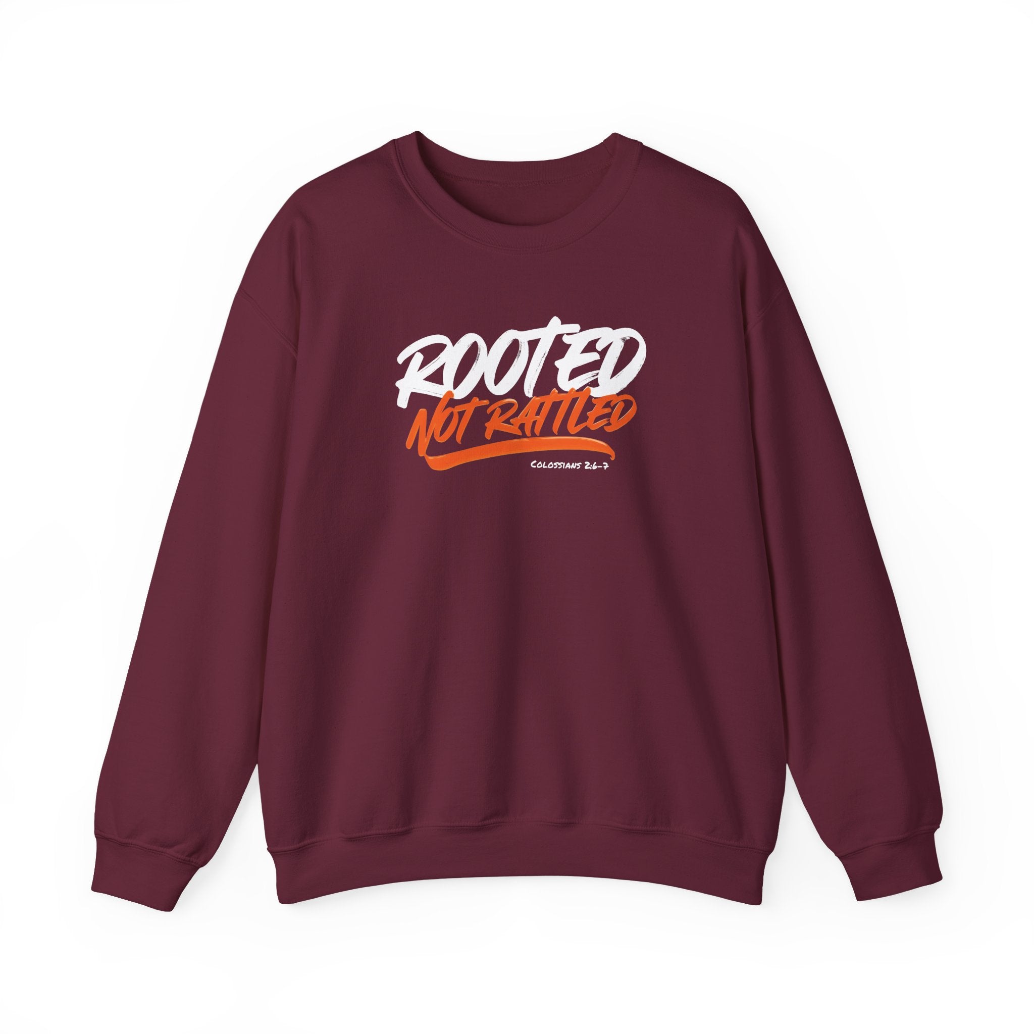 Rooted Not Rattled Gildan Christian Sweatshirt | Unisex Crewneck Pullover | Christian Gift