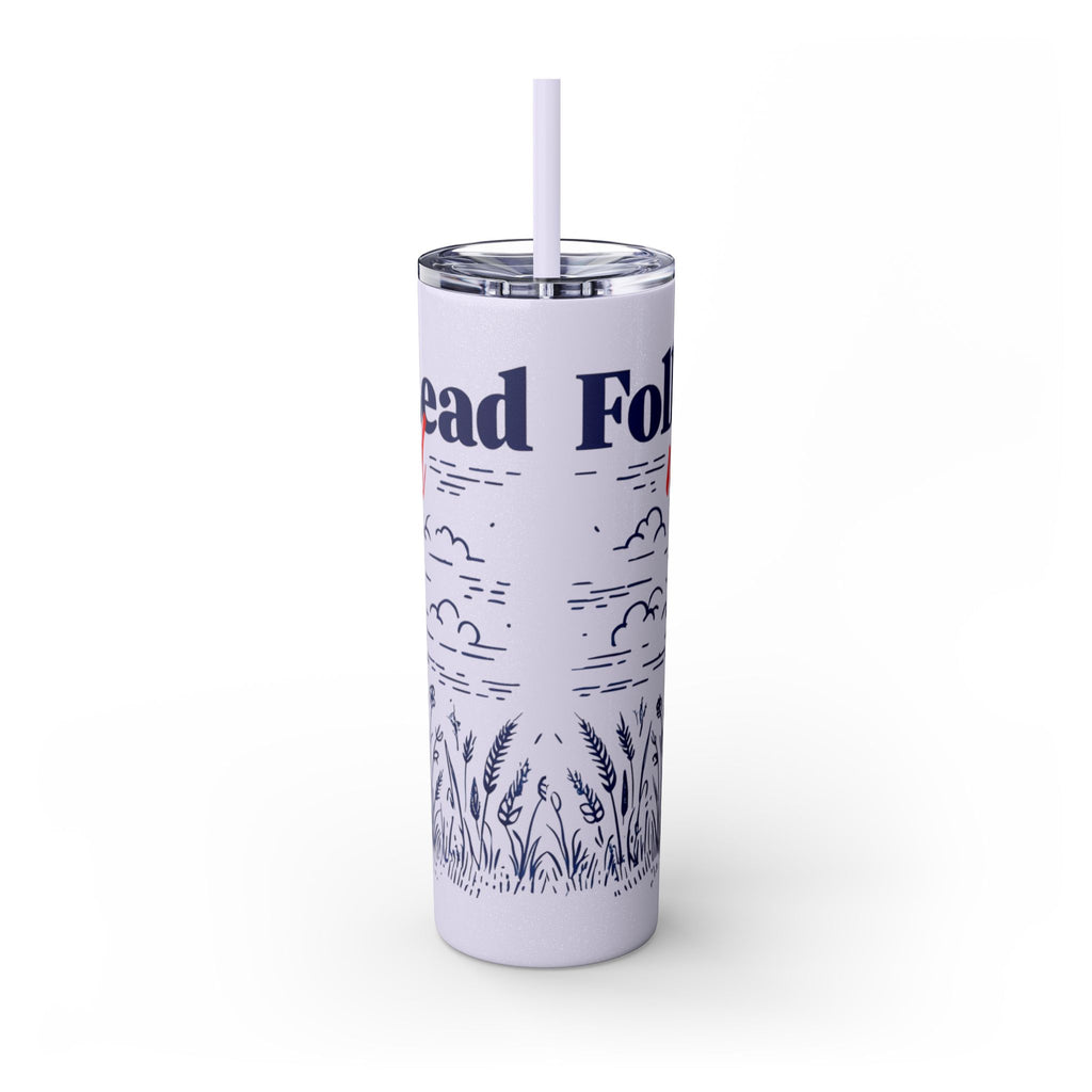 Follow His Lead, Not the Herd, 20 oz Insulated Skinny Tumbler | Stainless Steel Travel Cup | Christian Drinkware | Highland Cow