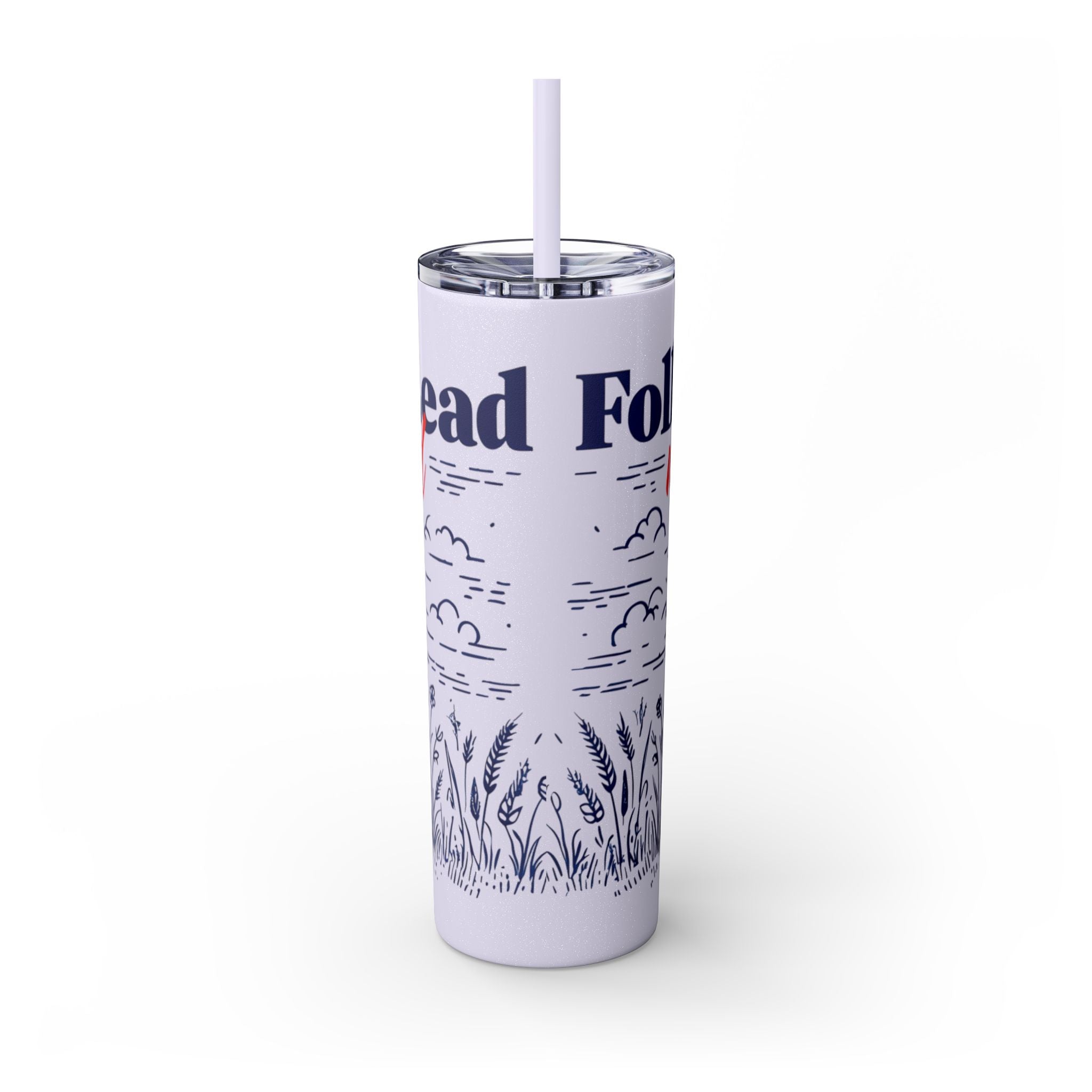 Follow His Lead, Not the Herd, 20 oz Insulated Skinny Tumbler | Stainless Steel Travel Cup | Christian Drinkware | Highland Cow