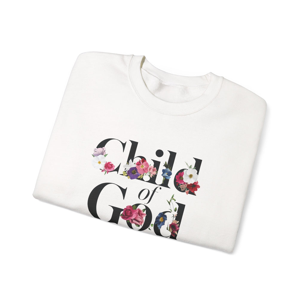 Child of God Floral Christian Gildan Crewneck Sweatshirt | Faith Inspirational Gift