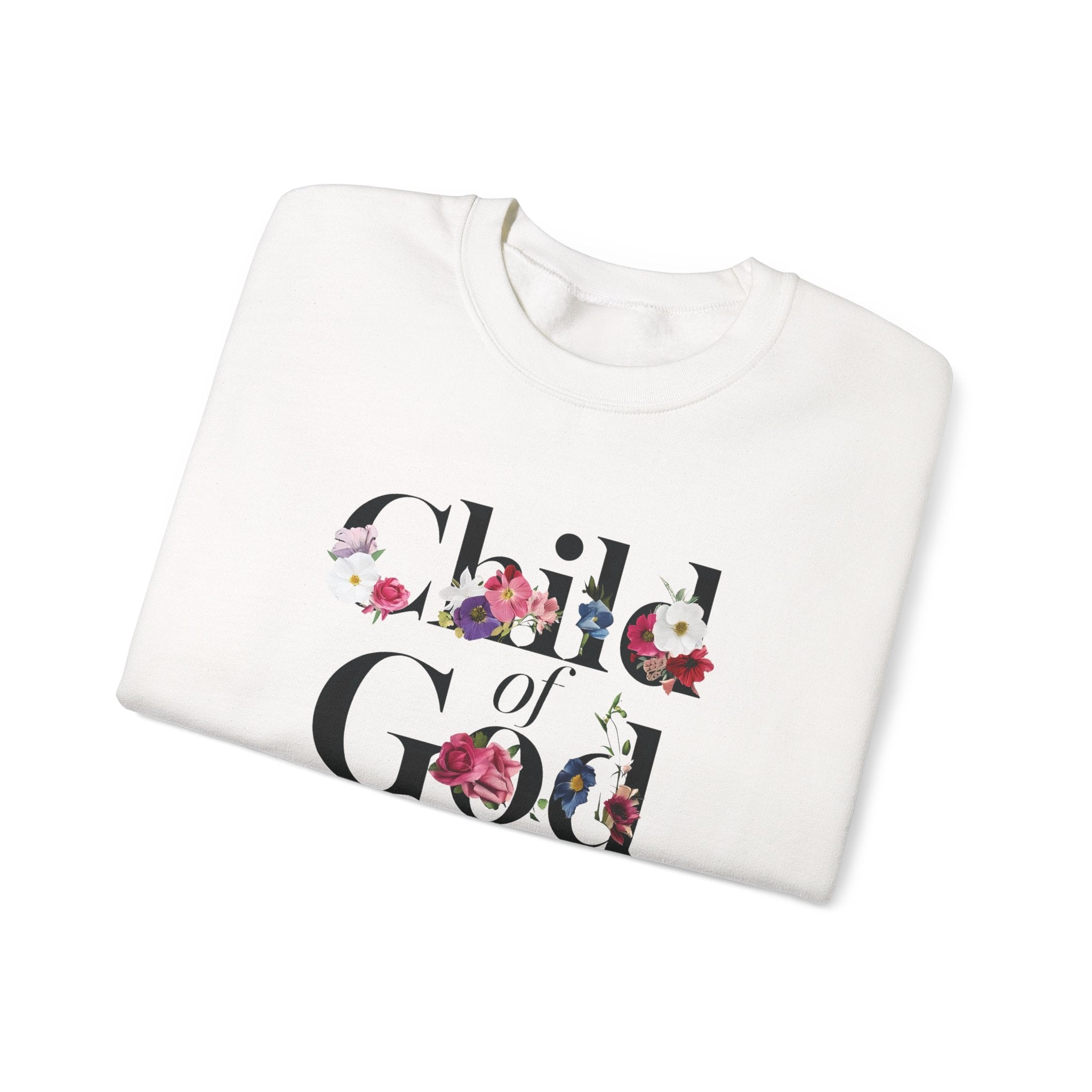 Child of God Floral Christian Gildan Crewneck Sweatshirt | Faith Inspirational Gift