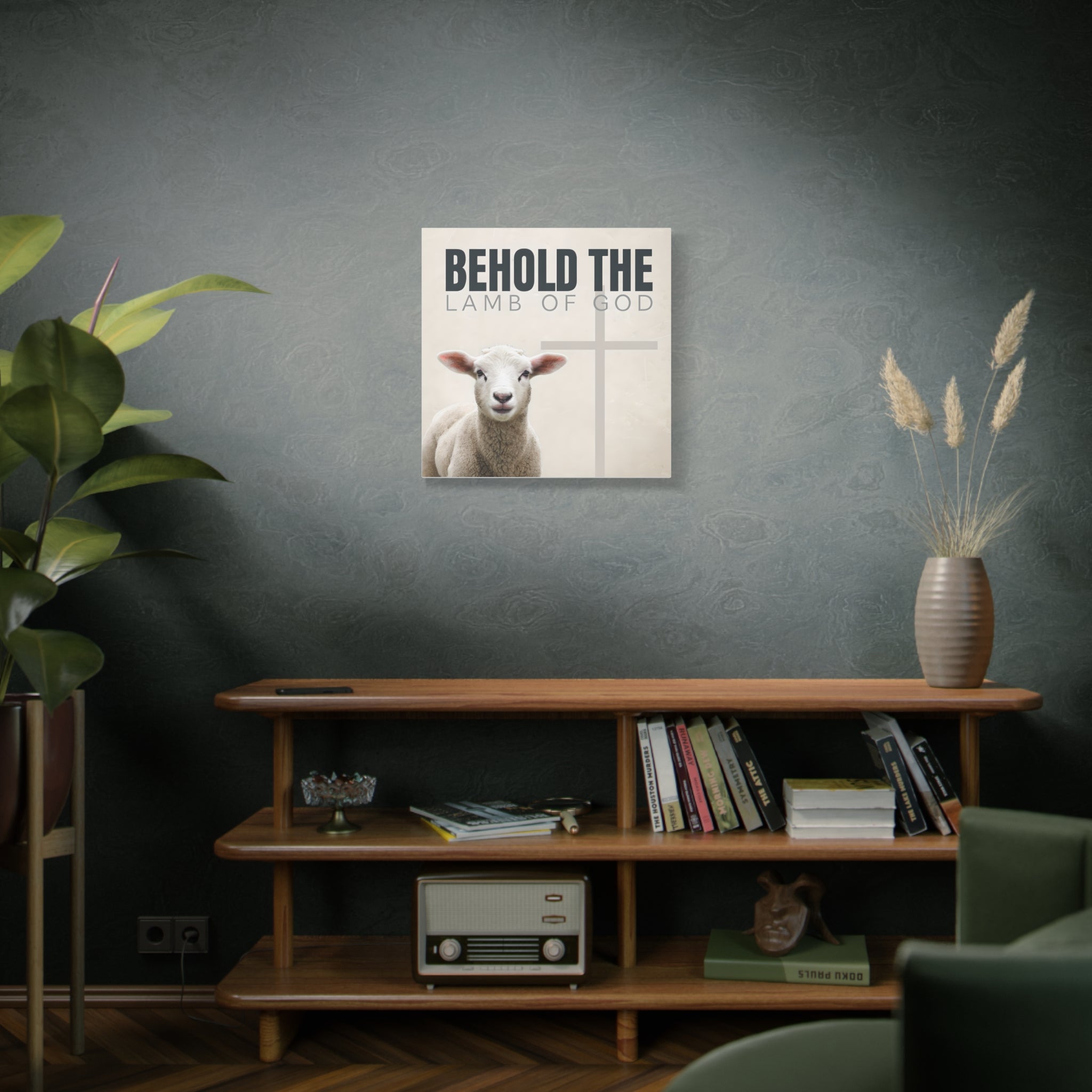 Behold the Lamb of God Canvas – Christian Wall Art with Lamb & Cross Design (Multiple Sizes)
