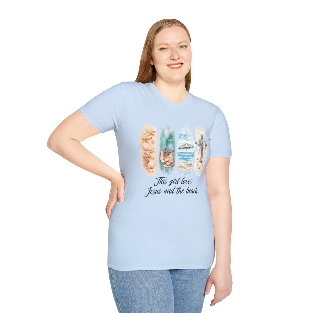 This Girl Loves Jesus and the Beach Shirt – Christian T-Shirts for Women | Faith Based Apparel | Beach Lover T-Shirt, Faith T-Shirt, Jesus Shirt, Summer Apparel, Christian Gifts, Casual...