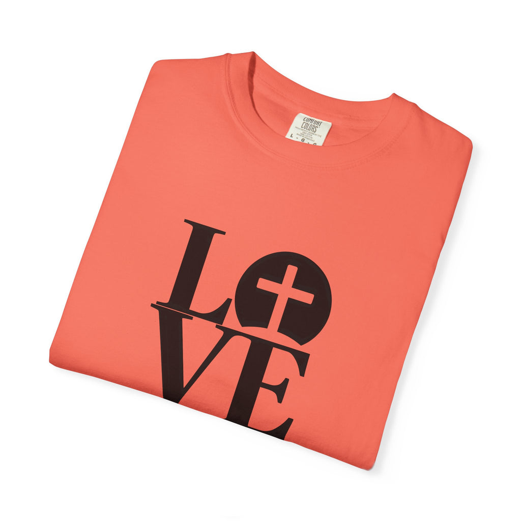LOVE Cross Christian T-Shirt | Comfort Colors Faith-Based Unisex Tee (S–4XL) | Jesus is Love Shirt
