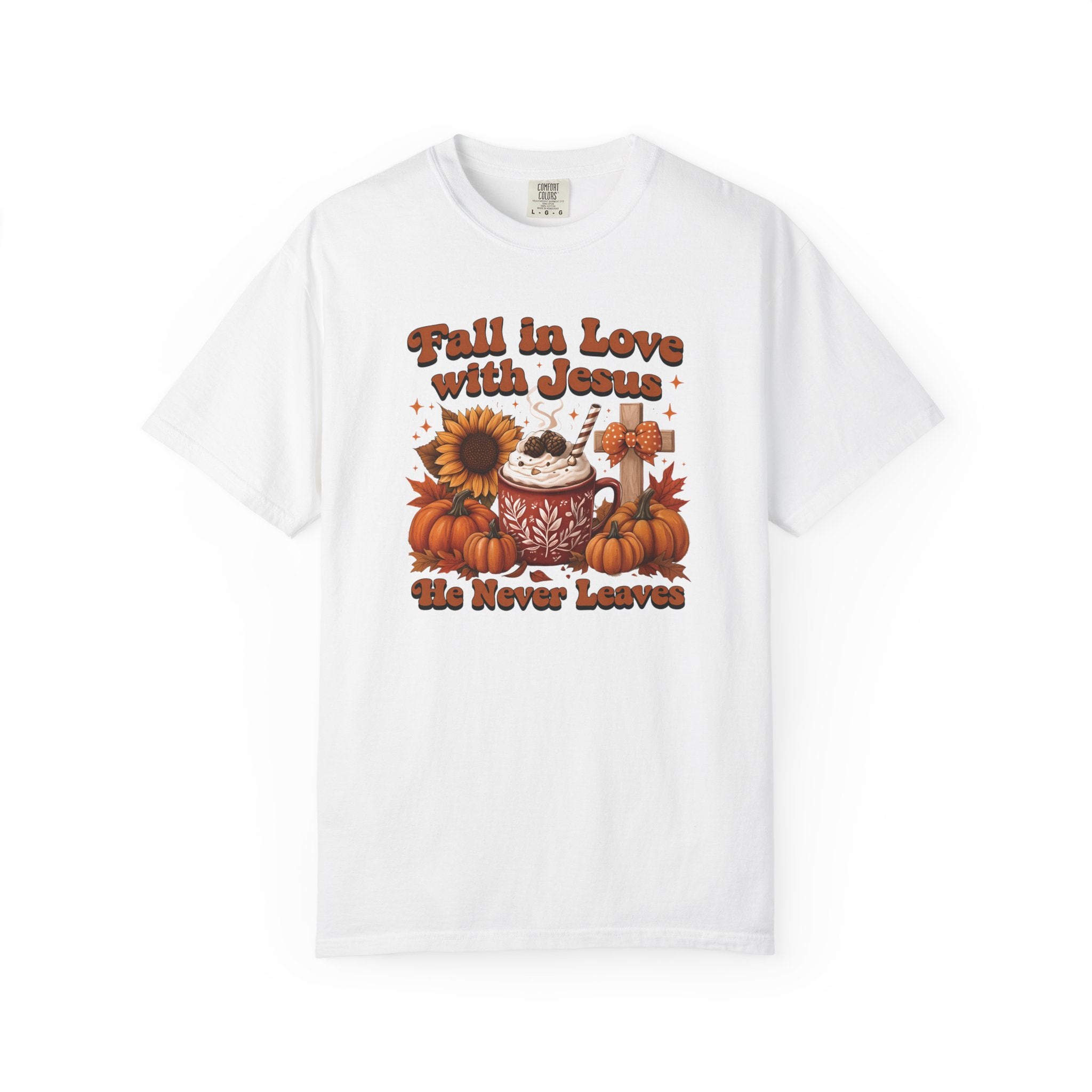 Fall in Love with Jesus Unisex Garment Dyed Comfort Colors T-Shirt | Christian Fall T-Shirt | Faith Based Thanksgiving Tee | Unisex Religious Cotton Top