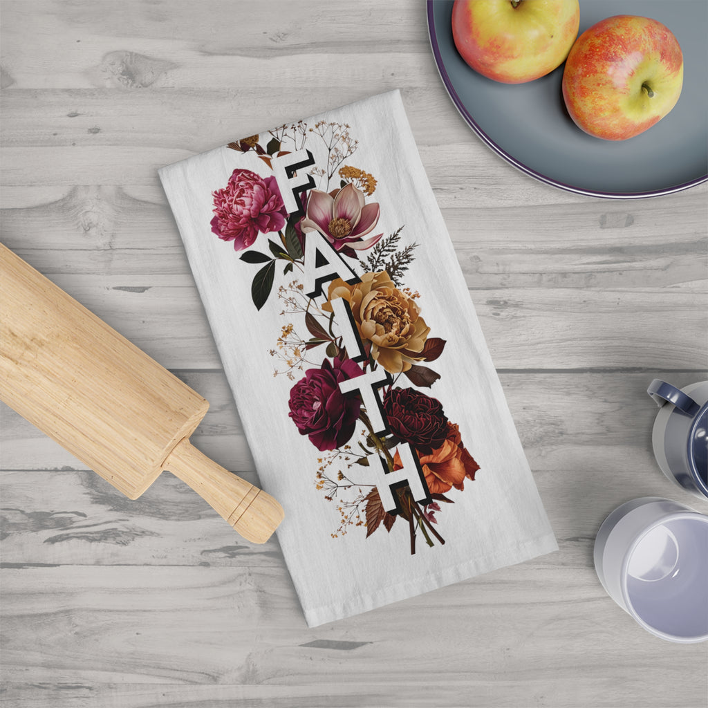 Floral Faith Tea Towel | Inspirational Kitchen Decor, Gifts for Home, Wedding, Housewarming, Spring Decor, Faith-Based Living