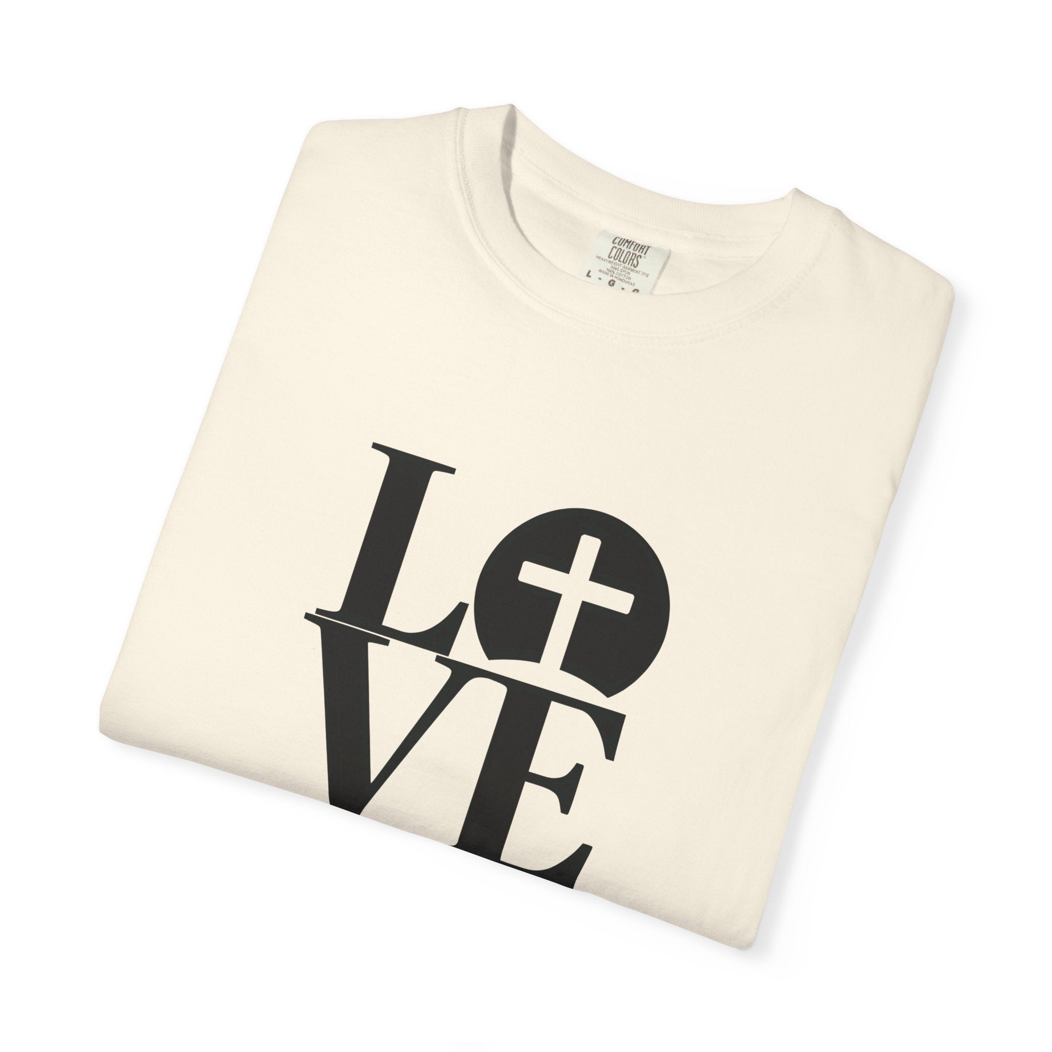 LOVE Cross Christian T-Shirt | Comfort Colors Faith-Based Unisex Tee (S–4XL) | Jesus is Love Shirt