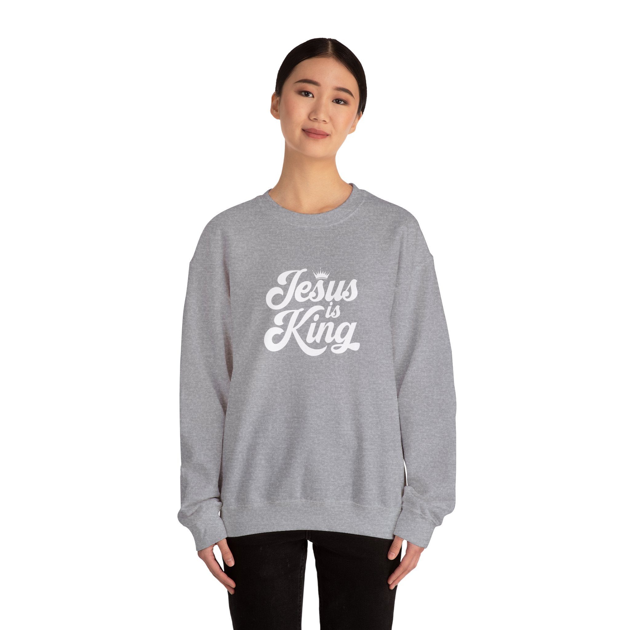 Jesus Is King Christian Gildan Unisex Crewneck Sweatshirt | Faith Apparel |  Religious Gift