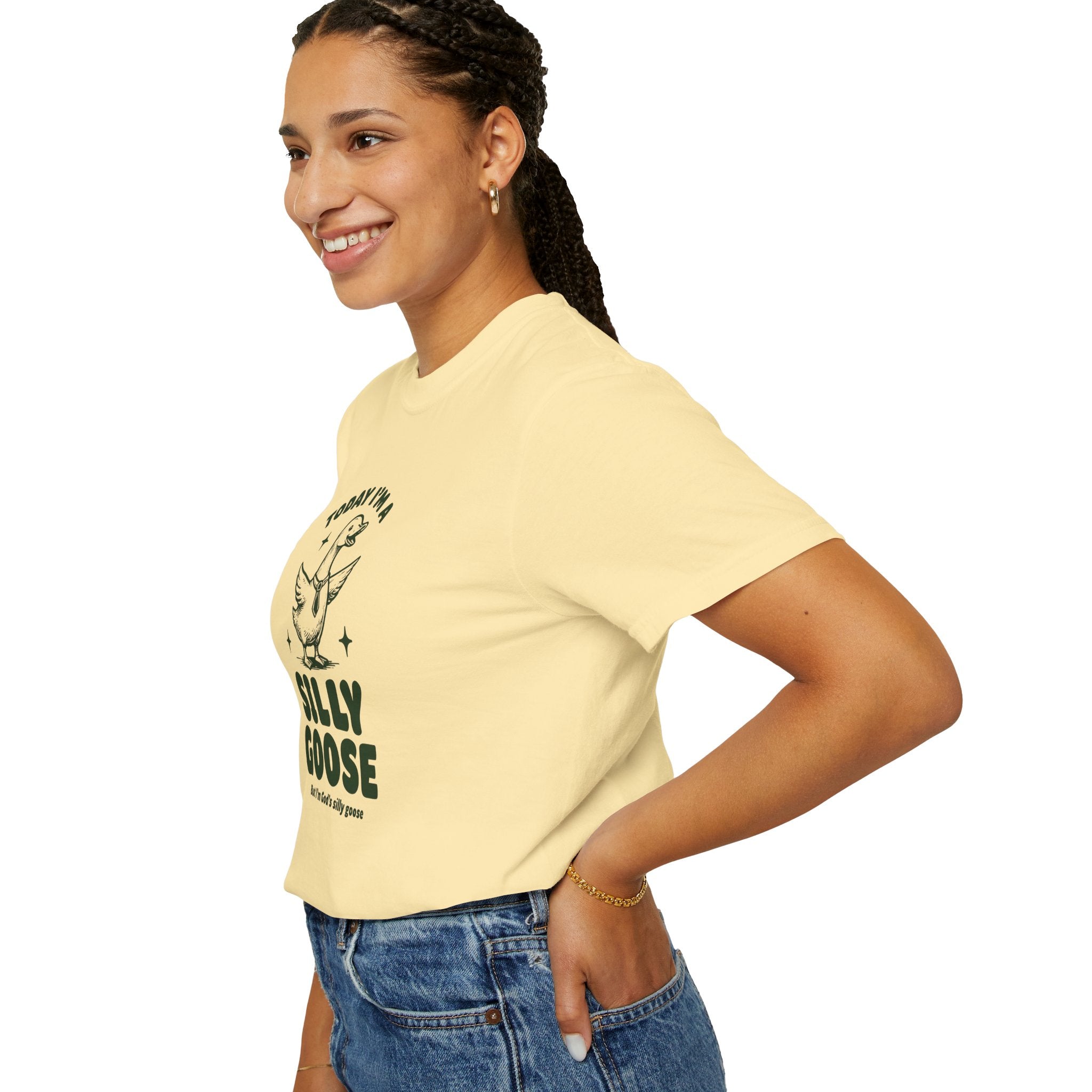 God’s Silly Goose with tie Christian T-Shirt | Graphic Tee | Unisex Garment Dyed Cotton Top S-4XL