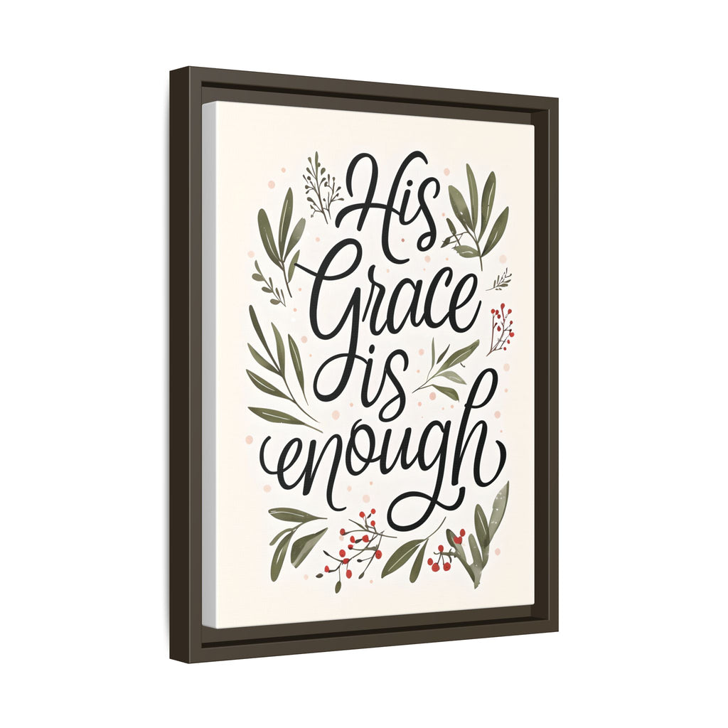 His Grace is Enough Floral Scripture Framed Matte Canvas | Modern Faith Home Decor