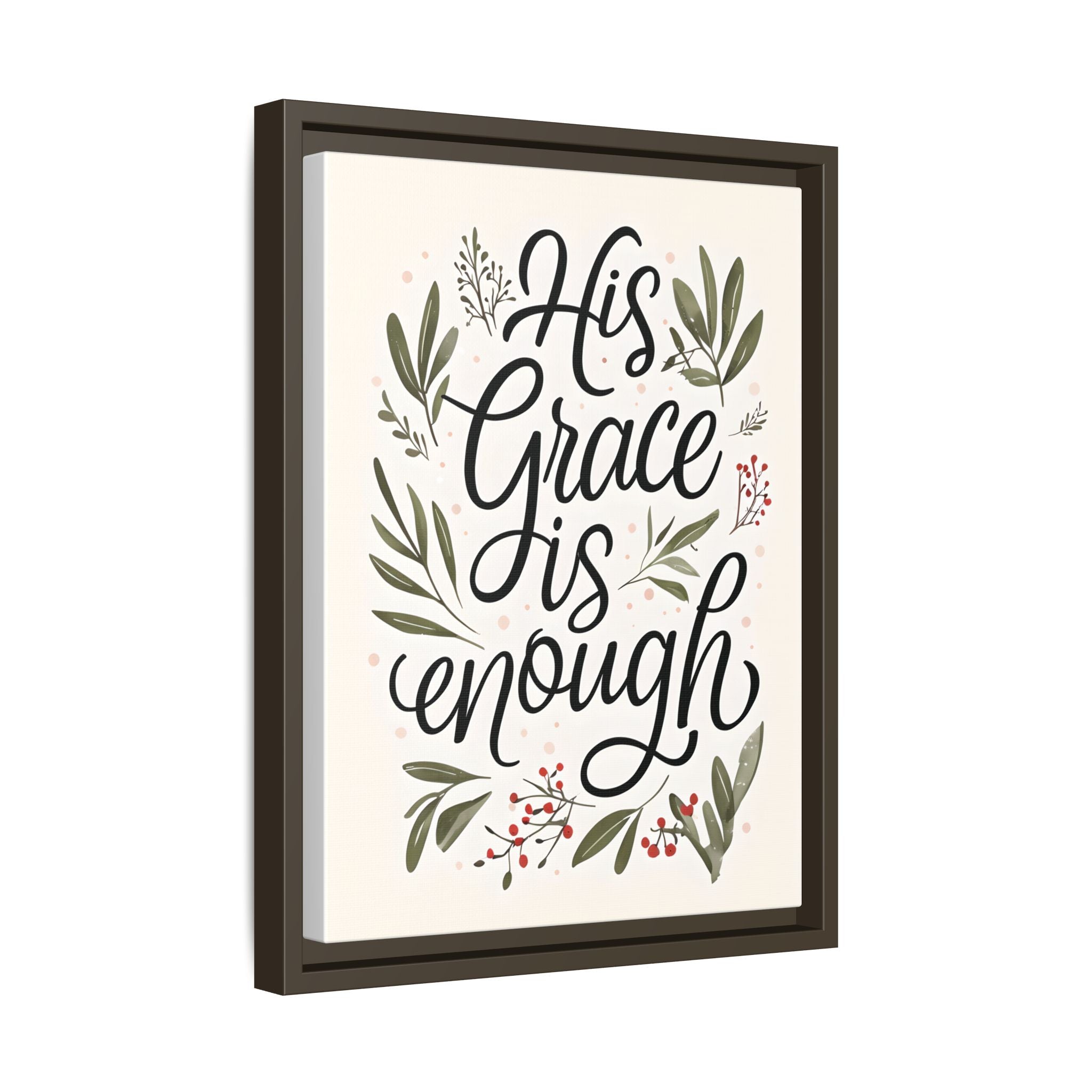 His Grace is Enough Floral Scripture Framed Matte Canvas | Modern Faith Home Decor