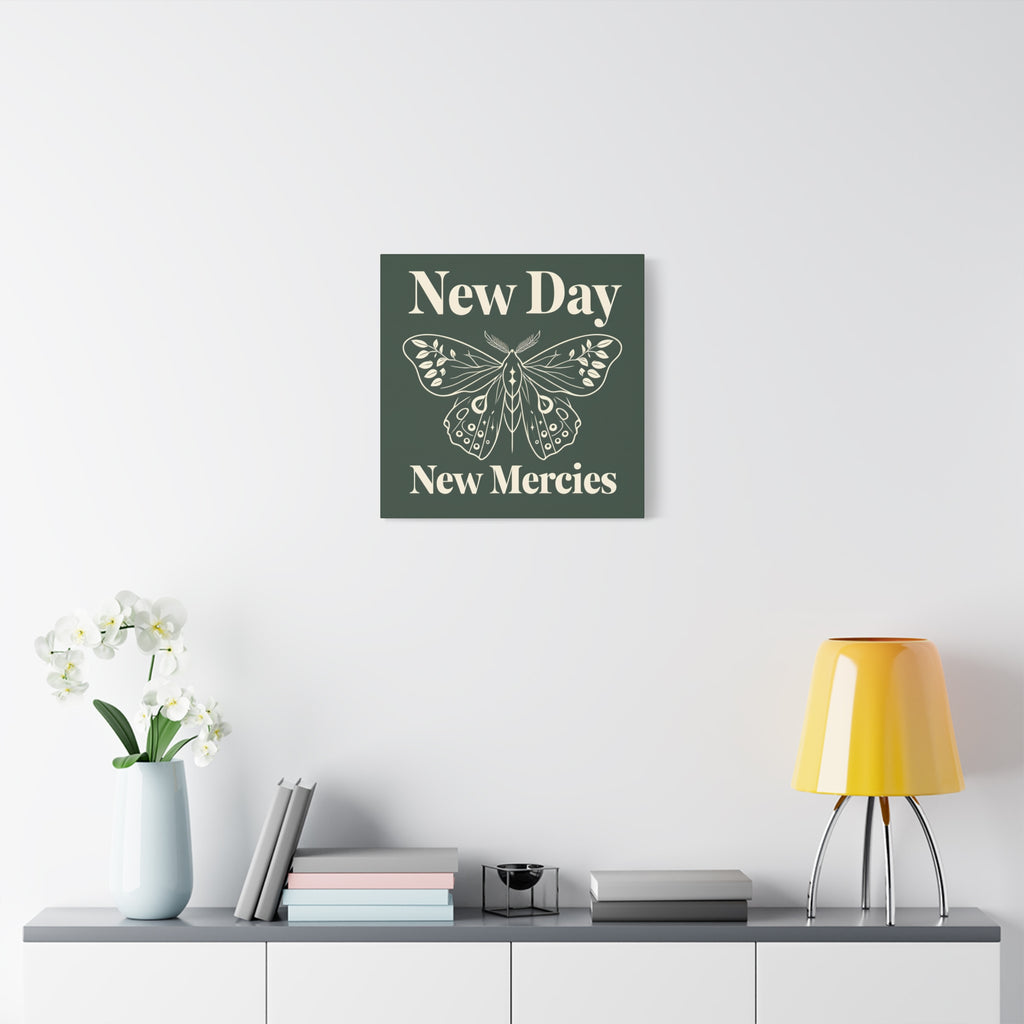 New Day New Mercies Christian Matte Canvas Wall Art | Faith Home Decor | Christian Housewarming Gift