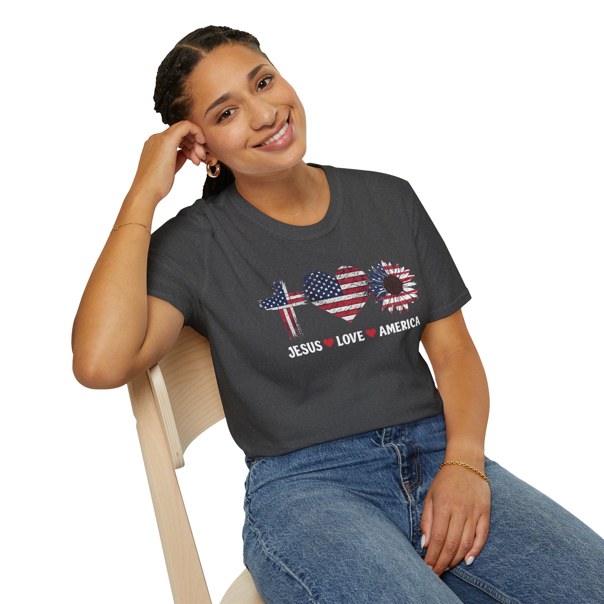 Jesus Love America Shirt | Patriotic Christian T-Shirt | Faith Based 4th of July Outfit