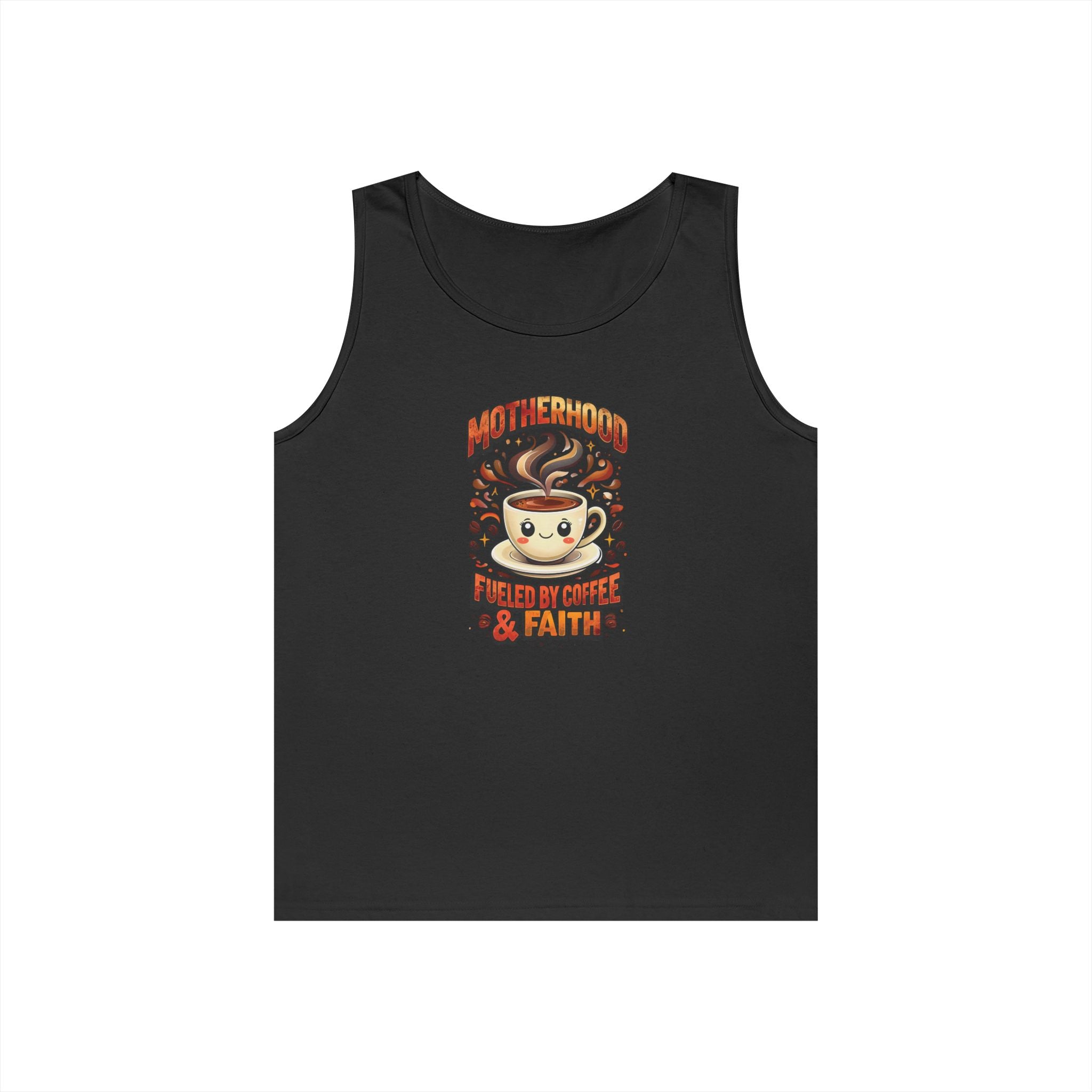 Motherhood Fueled by Coffee & Faith Gildan Tank Top | Christian Mom Shirt | Coffee Lover Mother’s Day Gift