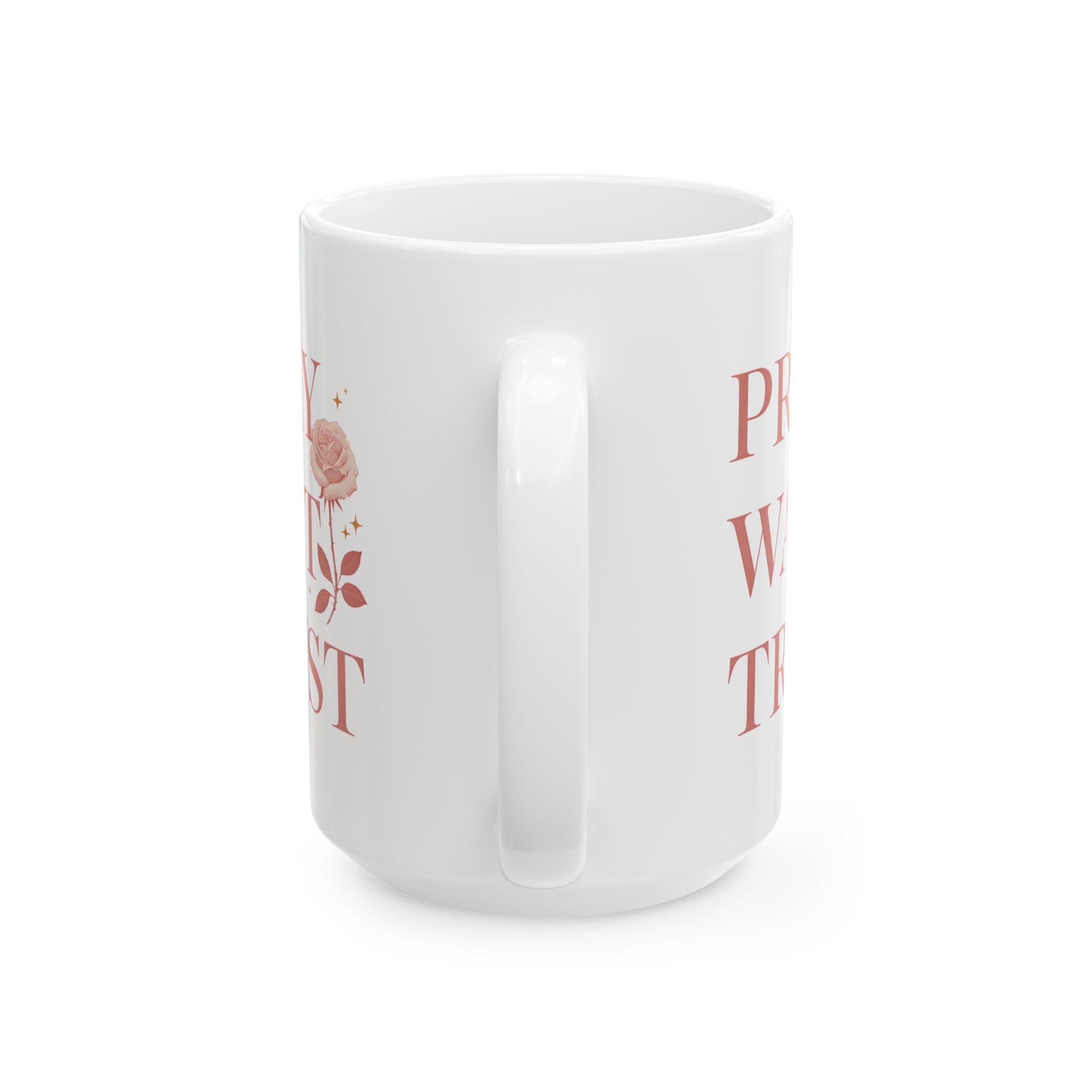Pray Wait Trust Ceramic Coffee Mug 11oz 15oz Gift for Birthday Holiday Office Home Drinkware