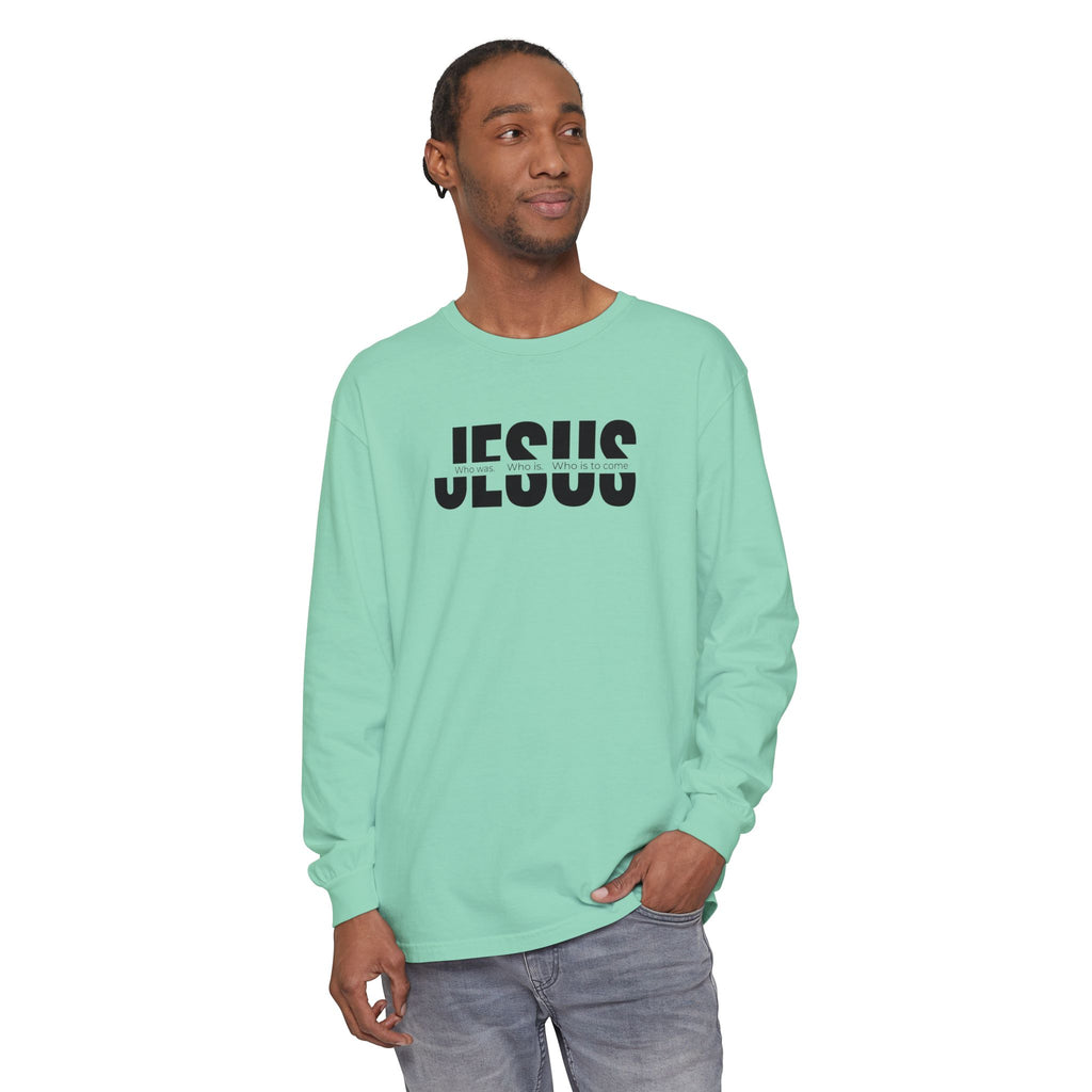 Jesus Comfort Colors Christian Long Sleeve Shirt | Faith Graphic Tee | Garment Dyed Cotton