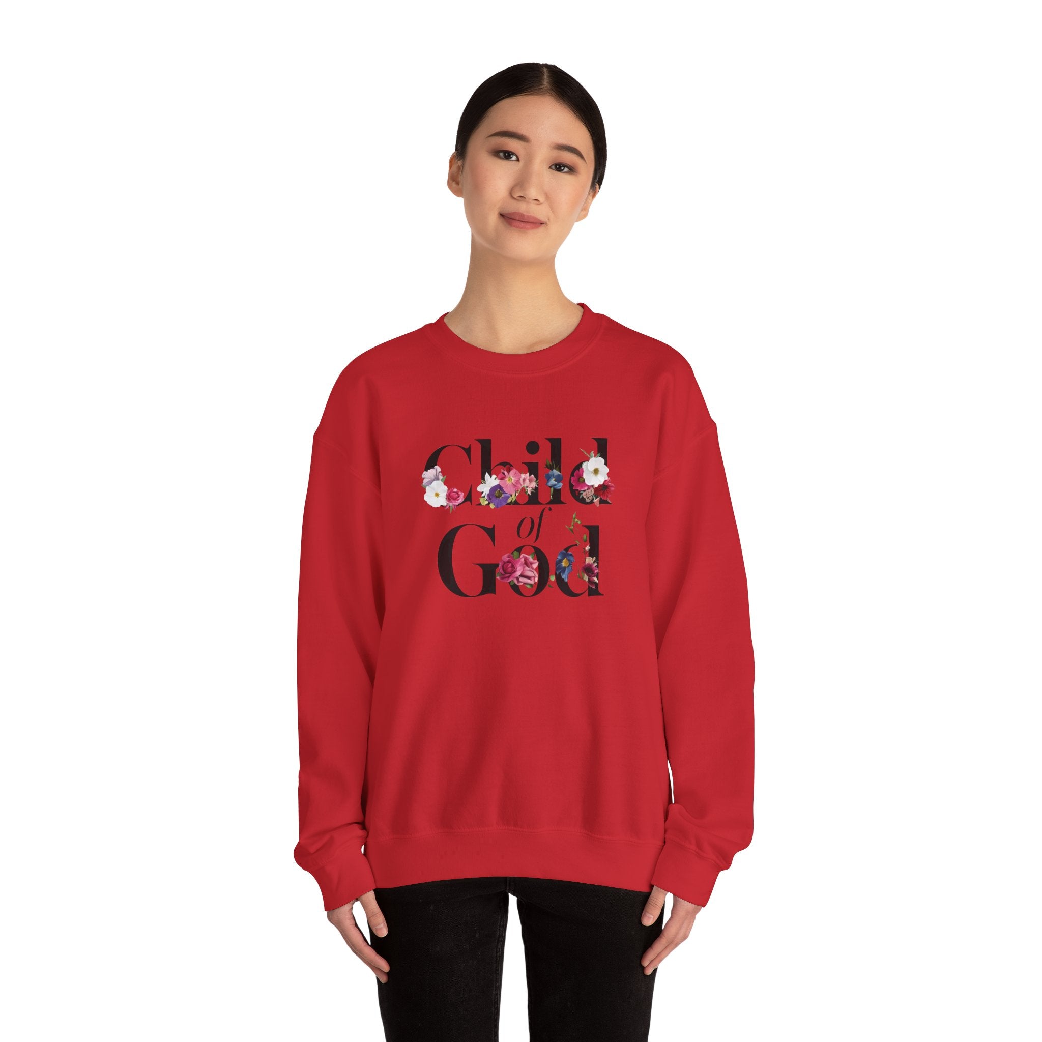 Child of God Floral Christian Gildan Crewneck Sweatshirt | Faith Inspirational Gift
